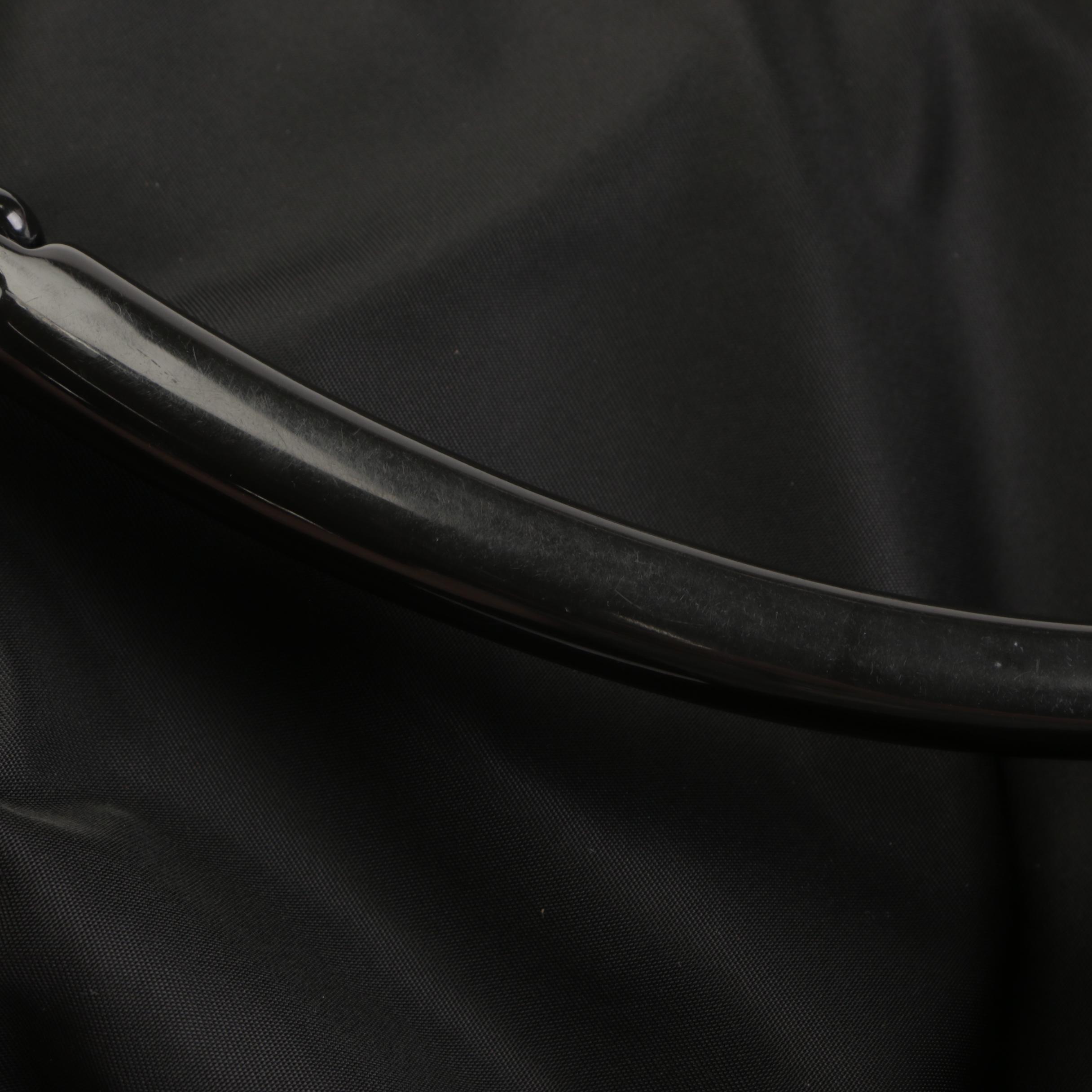 Prada Shoulder Bag with Hard Plastic Handles in Black Nylon Twill