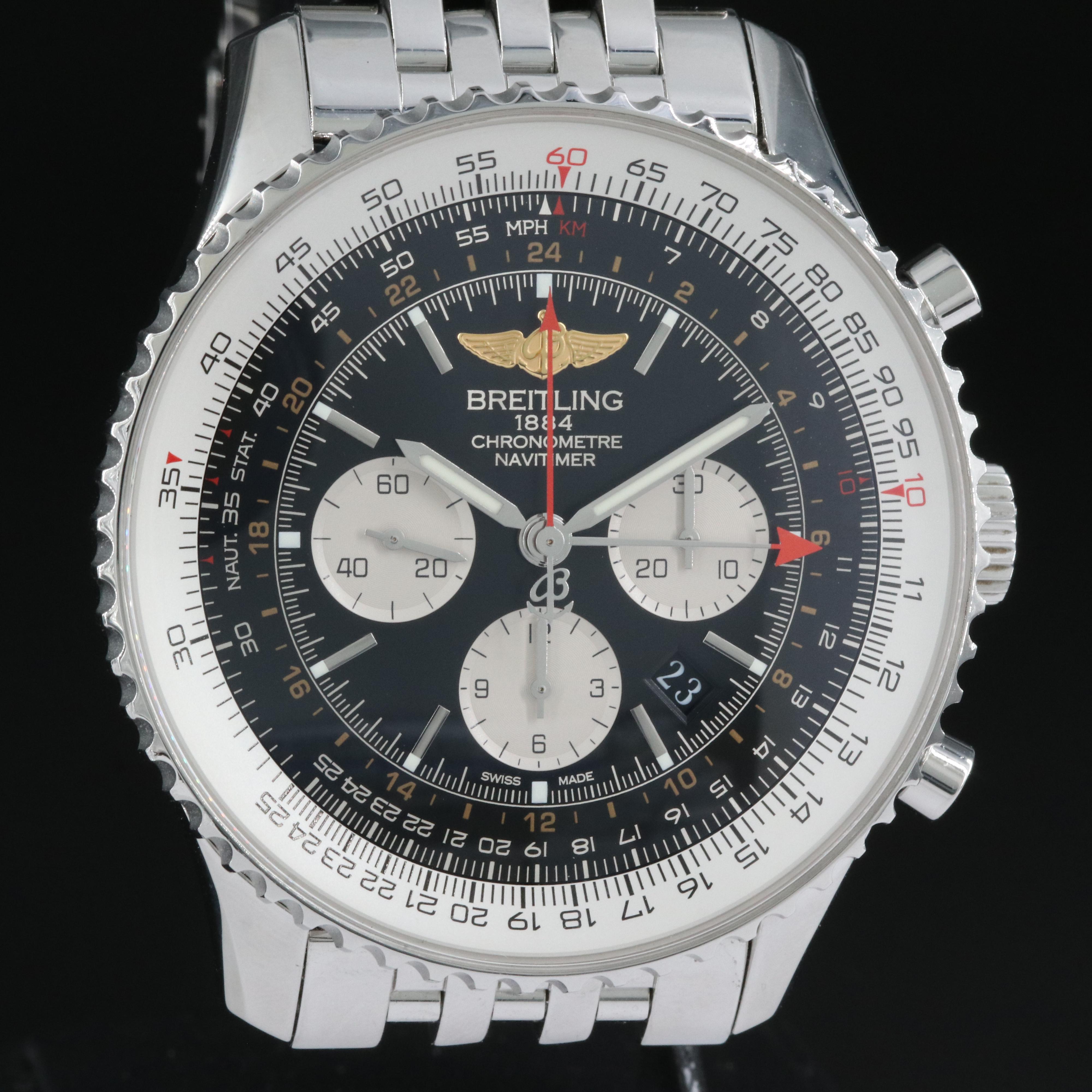 Breitling Navitimer Chronograph GMT 48mm Stainless Steel Automatic Watch
