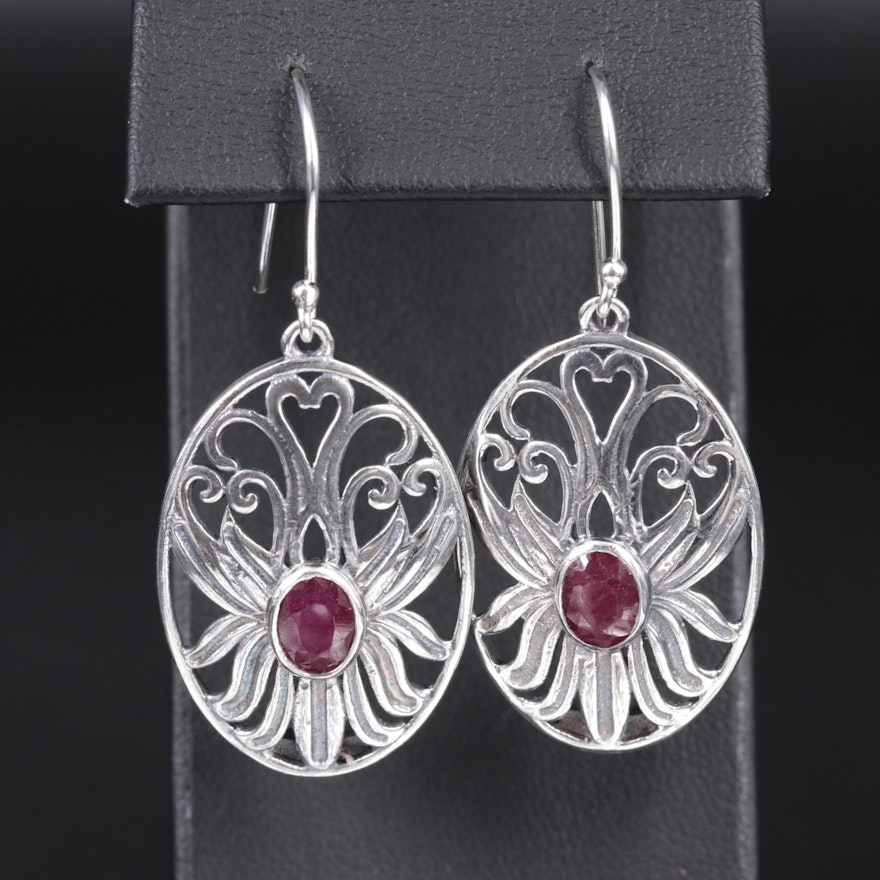 Sterling Silver Ruby Earrings