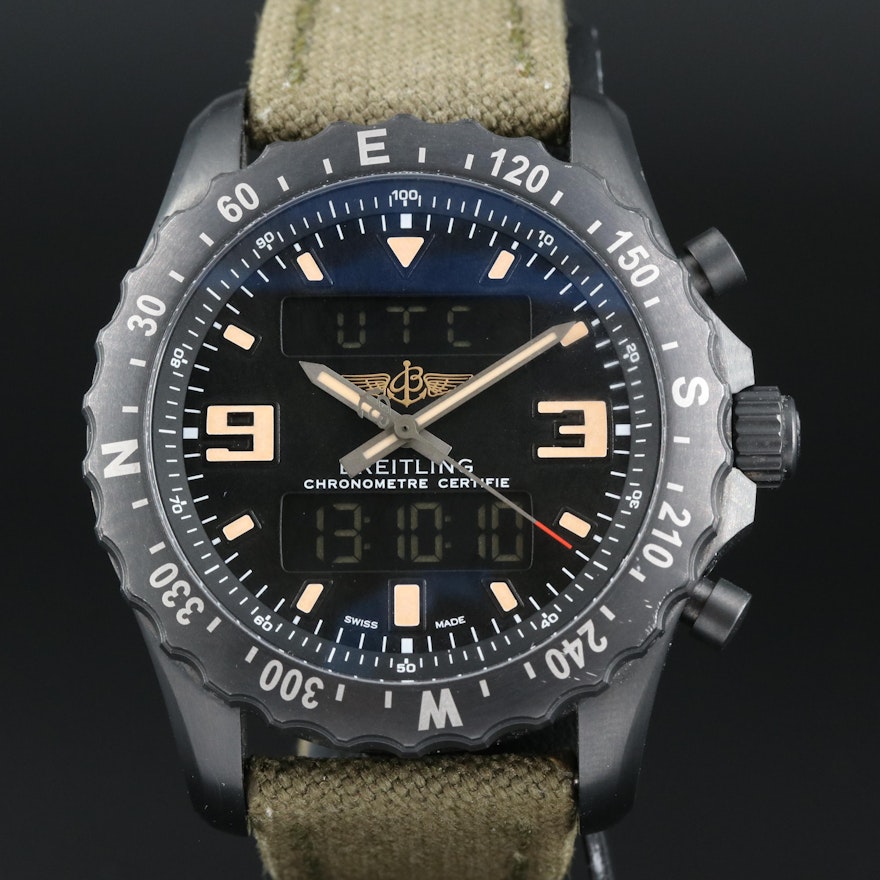 Breitling Chronospace Military Black Steel Volcanic Black Wristwatch