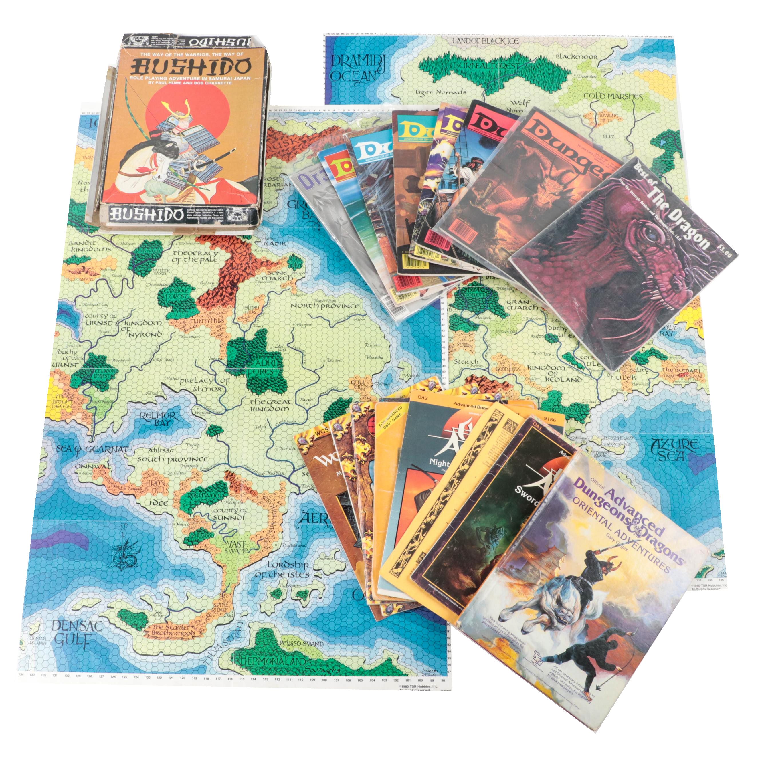 Dungeons & Dragons Guide Books, Maps, and Magazines with Bushido Guide Books