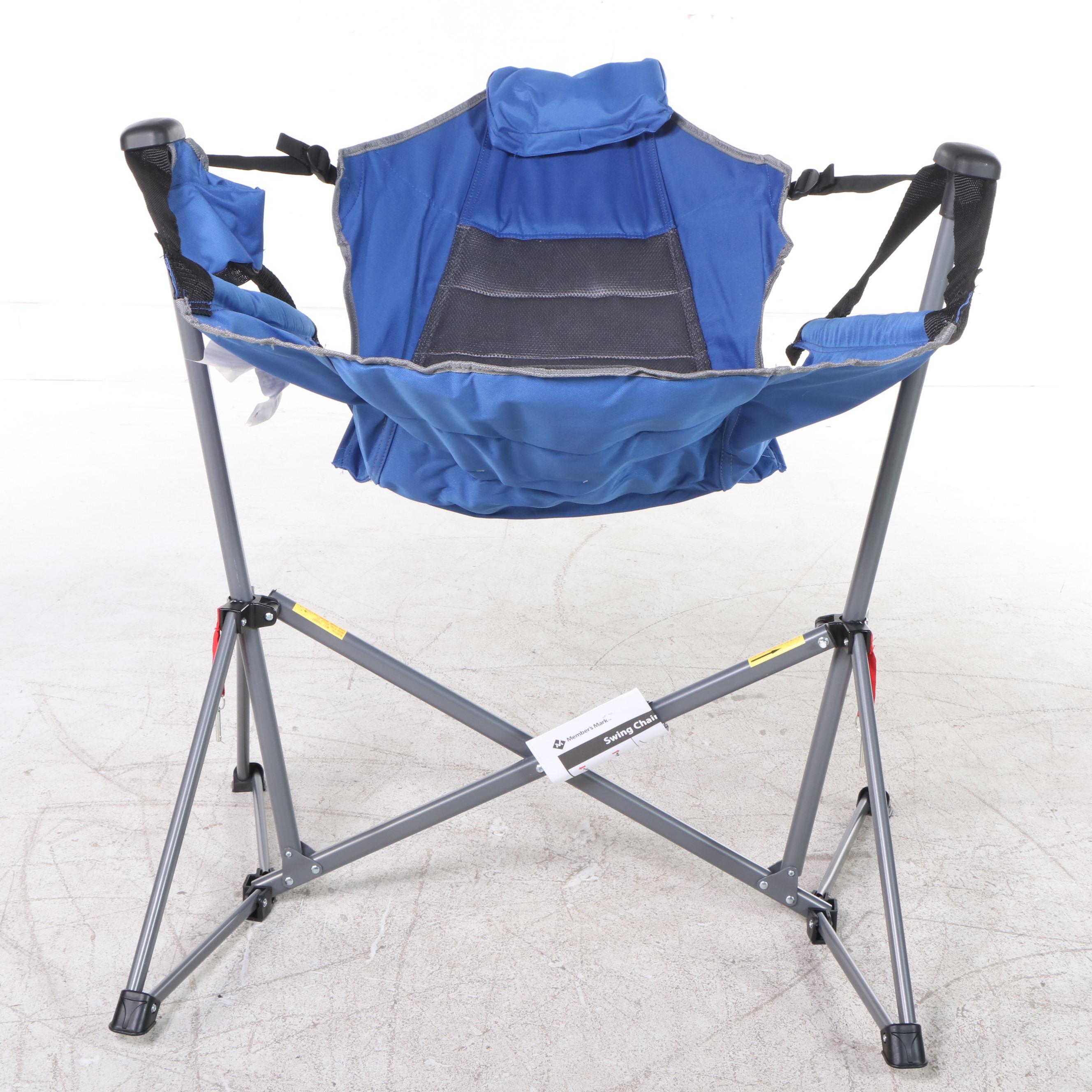 Member's Mark Swing Chair Lounger and Folding Chair in Blue