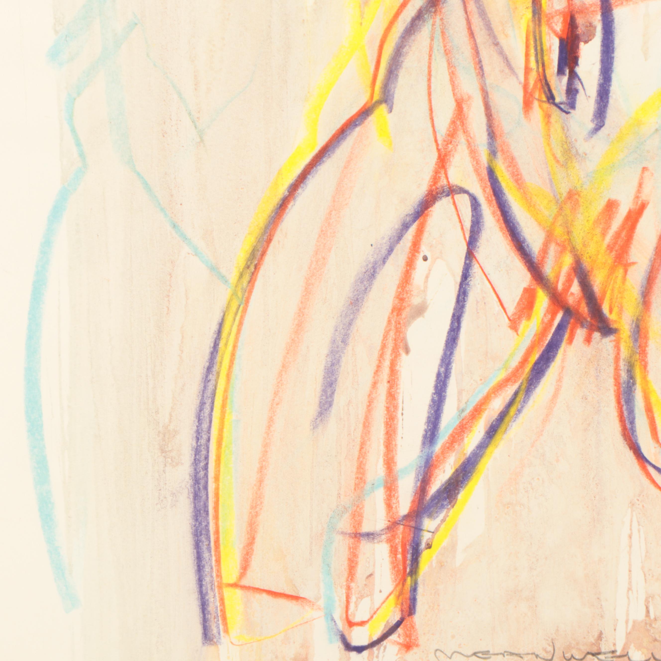 Jack Meanwell Figurative Pastel Drawing, 1981