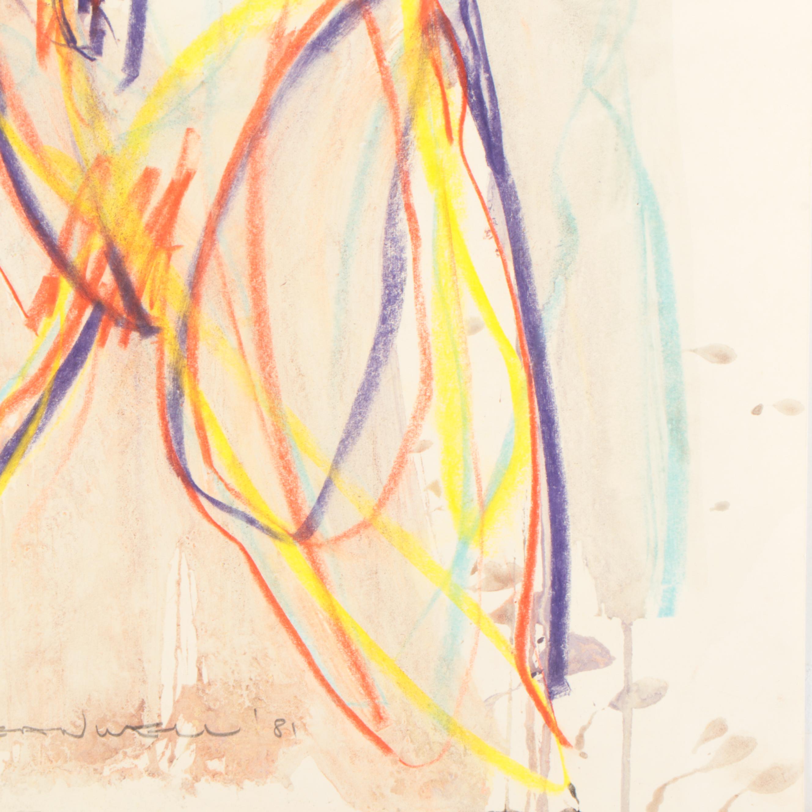 Jack Meanwell Figurative Pastel Drawing, 1981