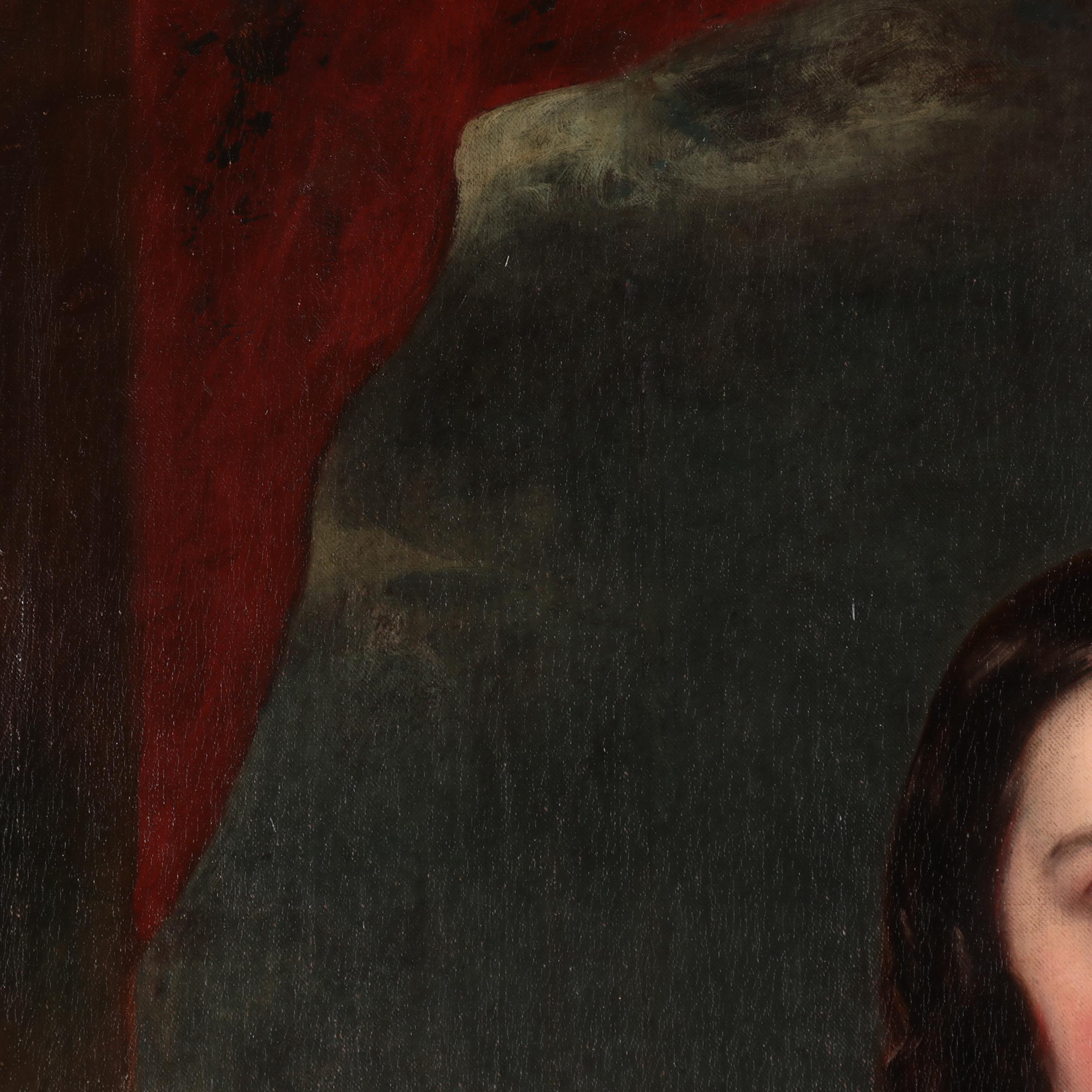 American School Large-Scale Portrait Oil Painting