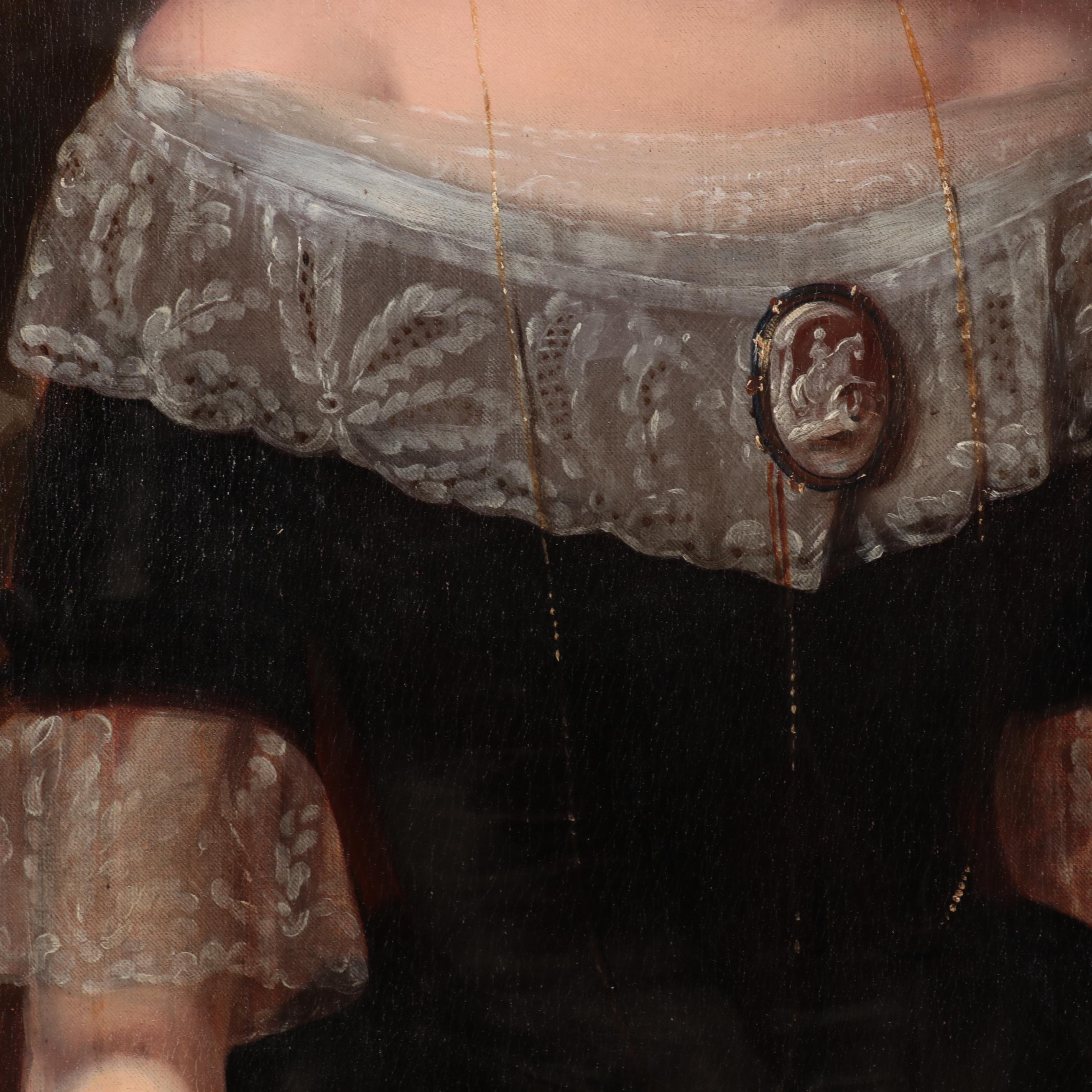 American School Large-Scale Portrait Oil Painting