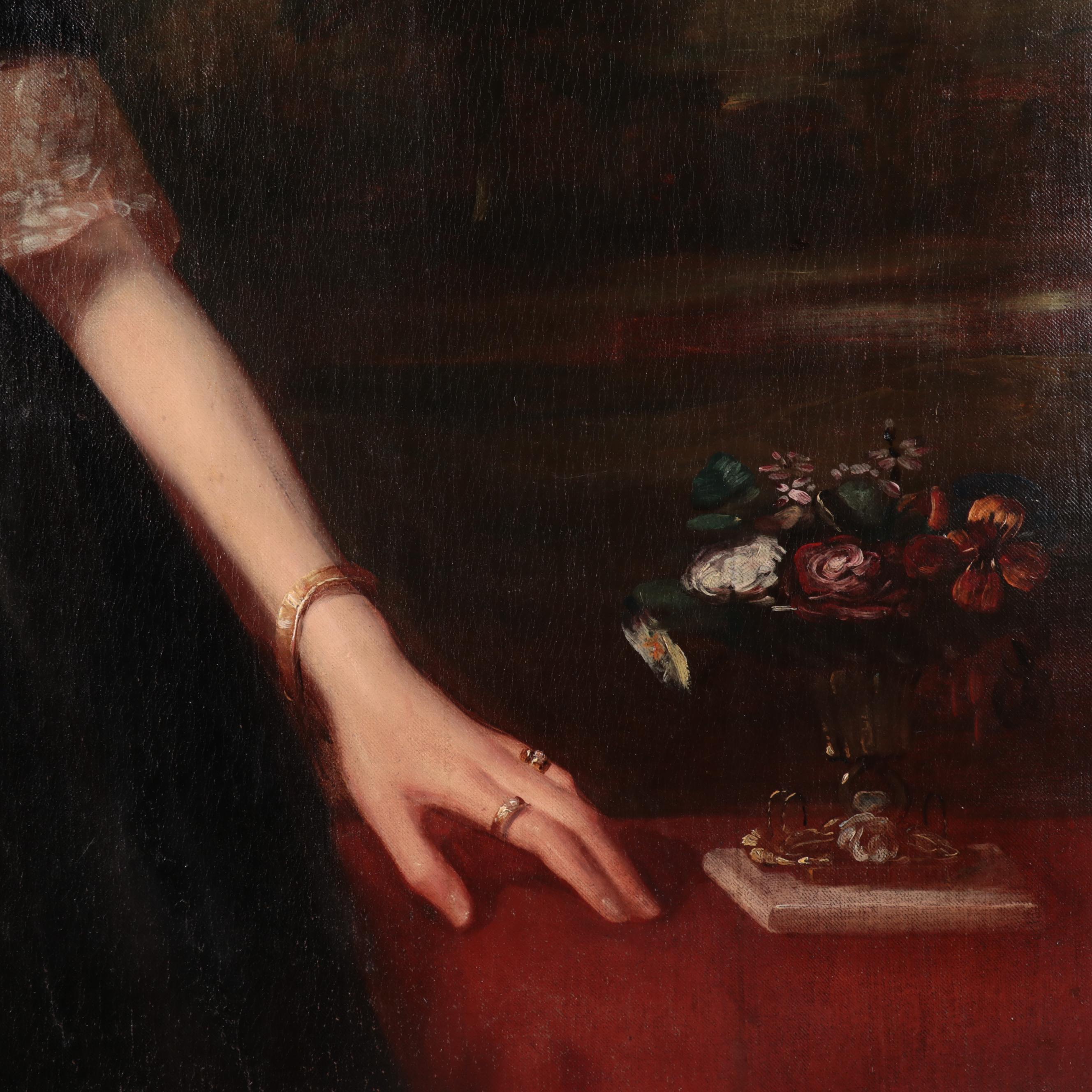 American School Large-Scale Portrait Oil Painting