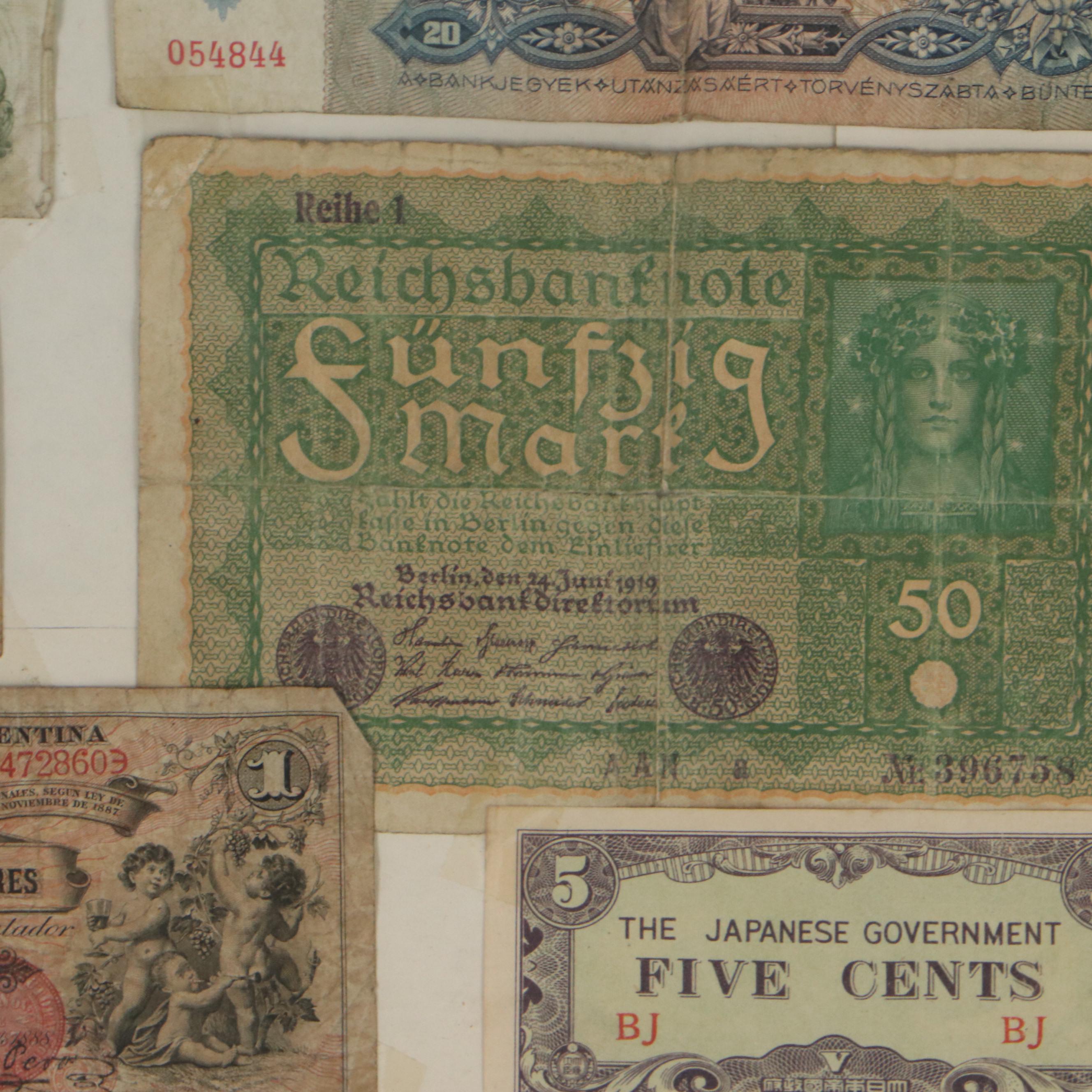 Allied Military Currency and International Banknote Framed Display