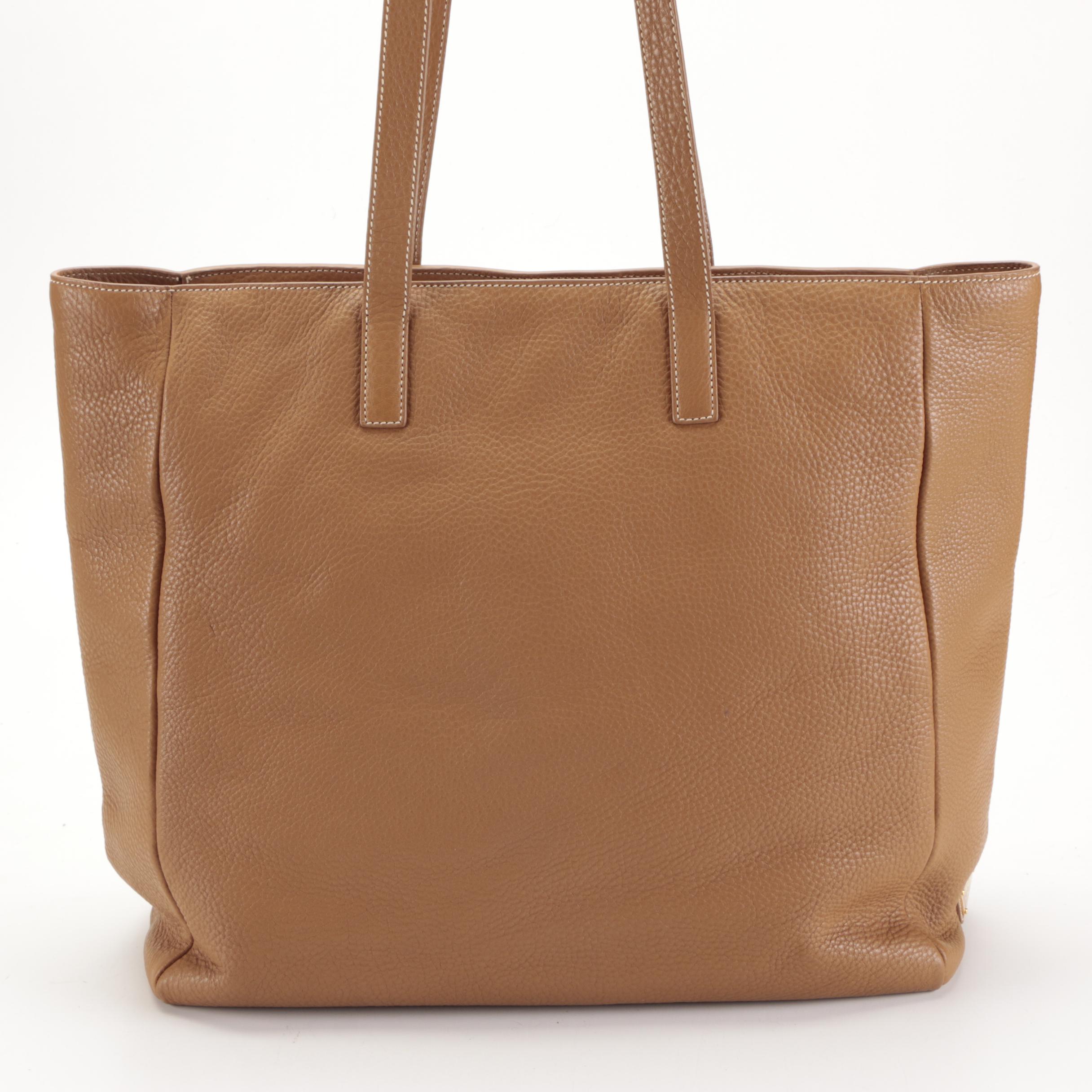 Prada Large Shoulder Tote Bag in Caramel Vitello Daino Leather