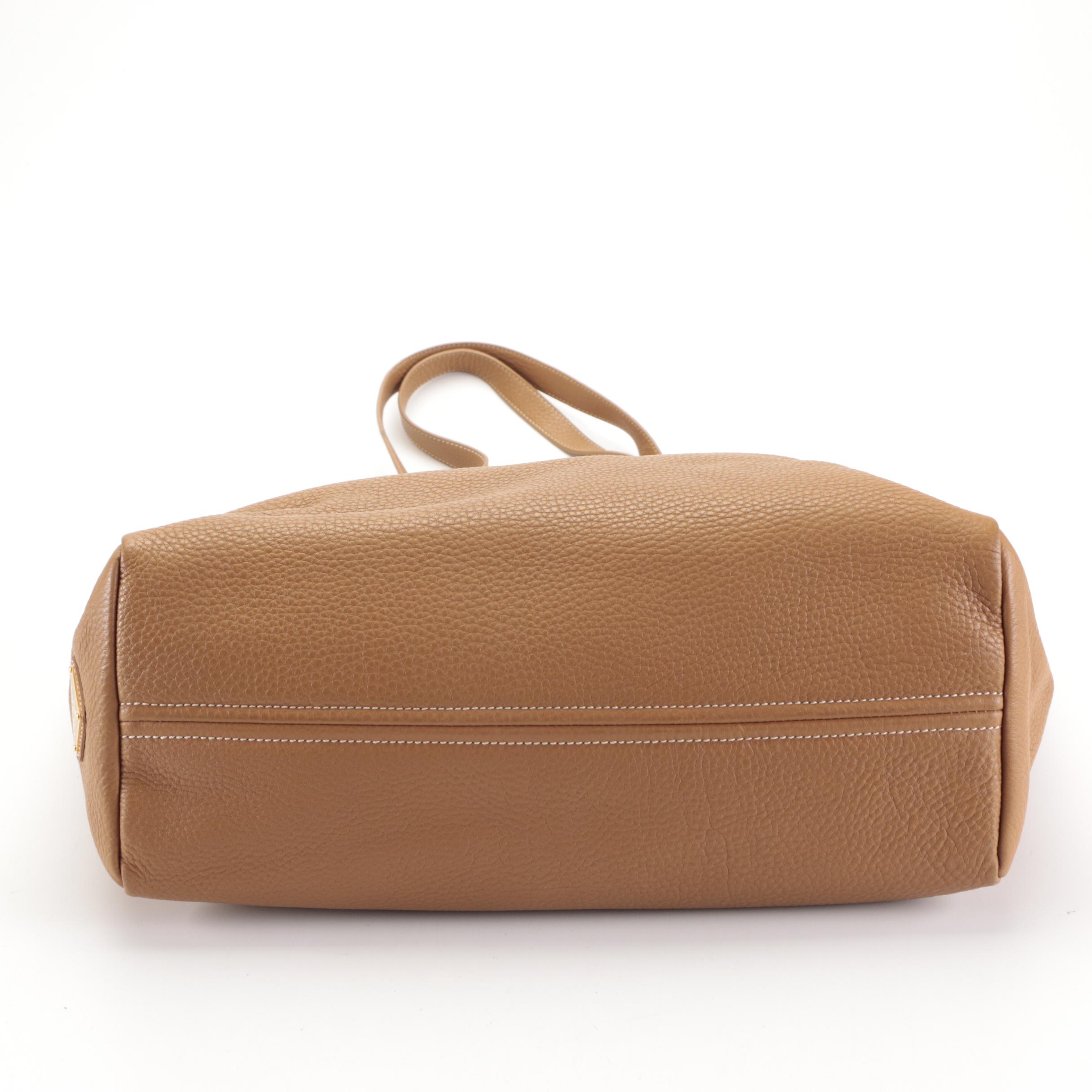 Prada Large Shoulder Tote Bag in Caramel Vitello Daino Leather