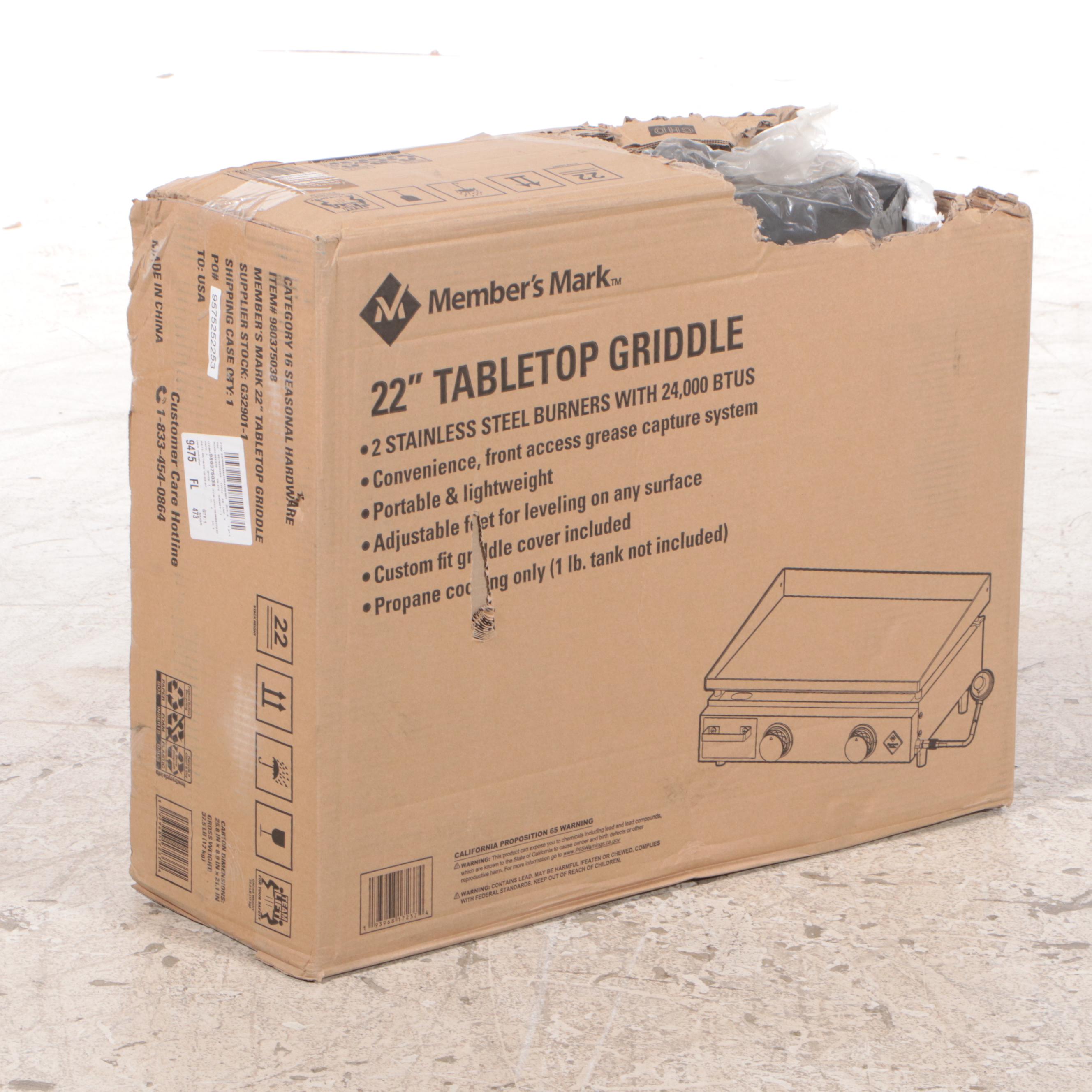 Member's Mark 22" Stainless Steel Tabletop Propane Griddle