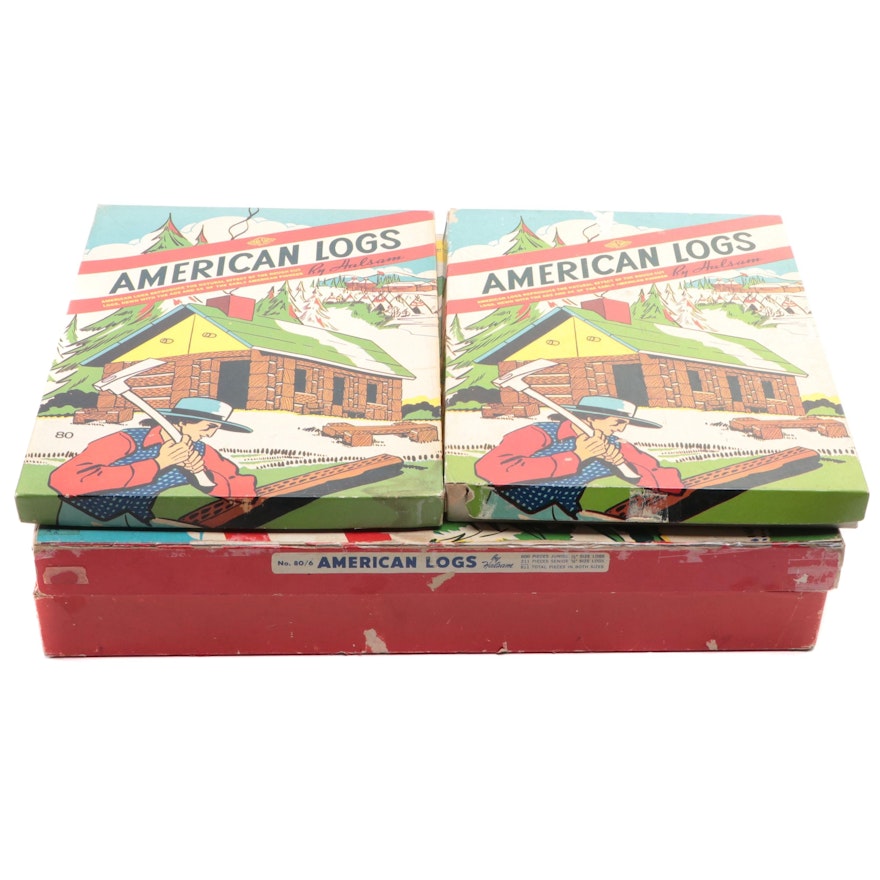 Halsam American Logs Toy Construction Sets, Early to Mid-20th Century