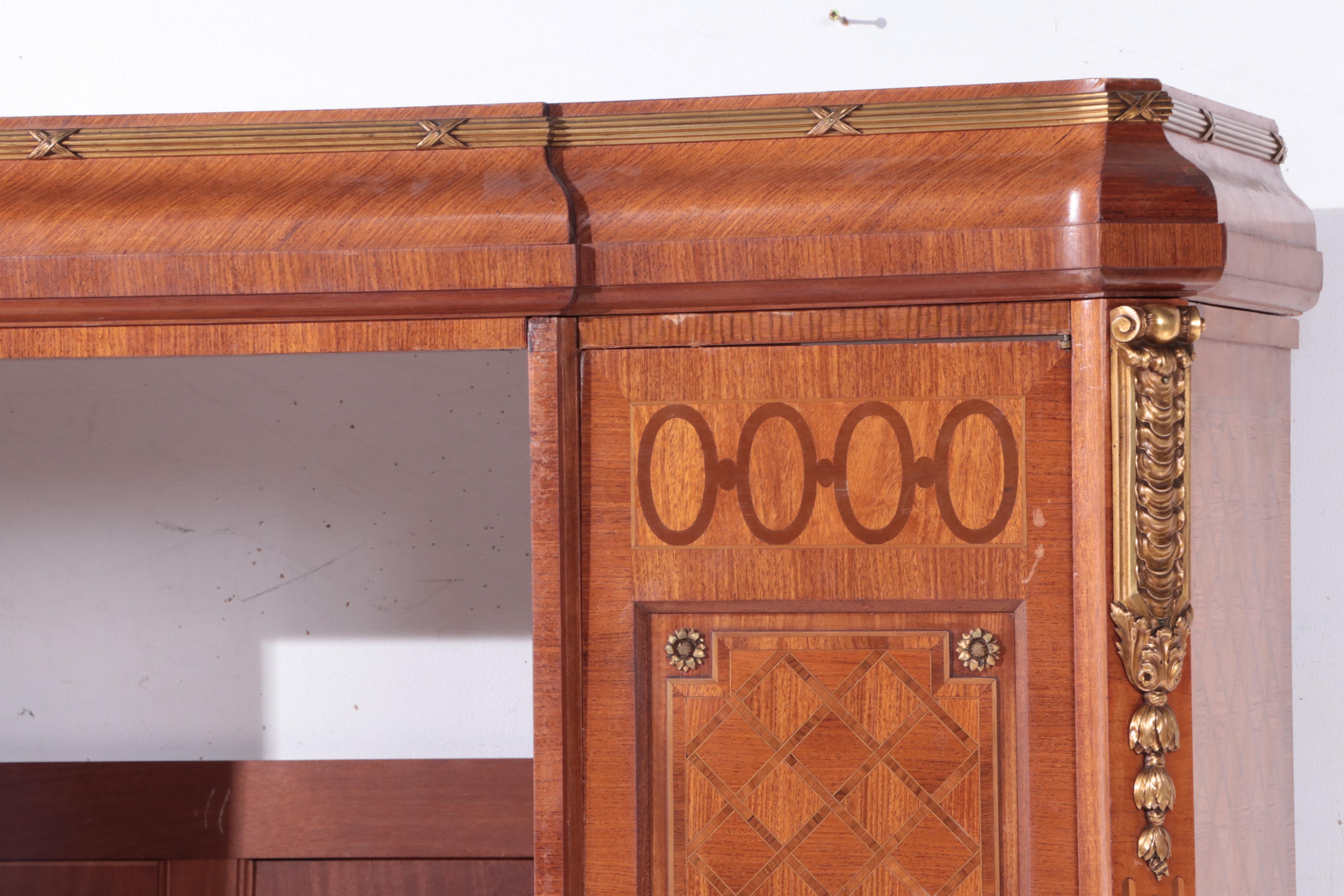 Large Louis XV Style Gilt Metal-Mounted Kingwood and Parquetry Bibliothèque