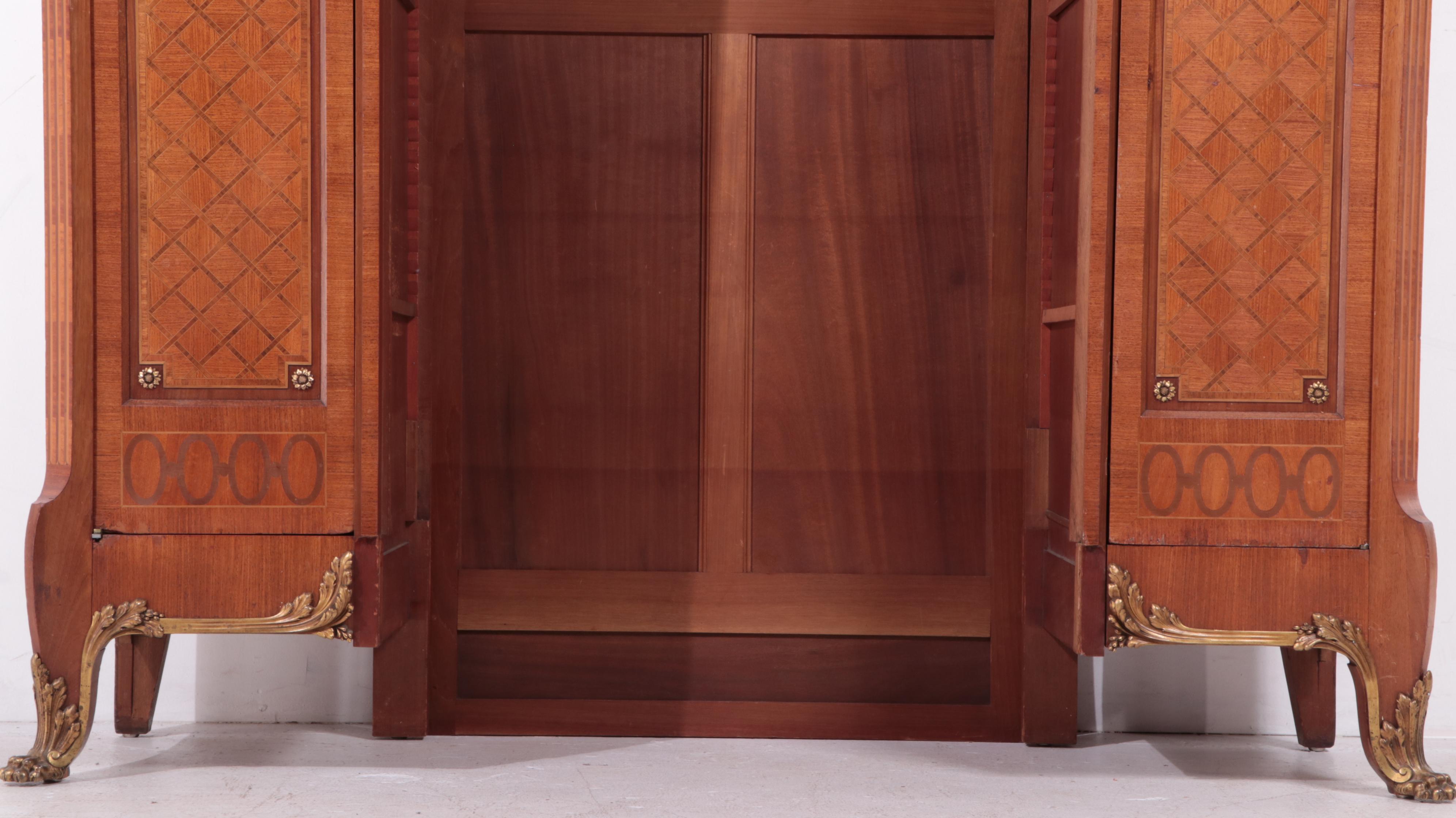 Large Louis XV Style Gilt Metal-Mounted Kingwood and Parquetry Bibliothèque