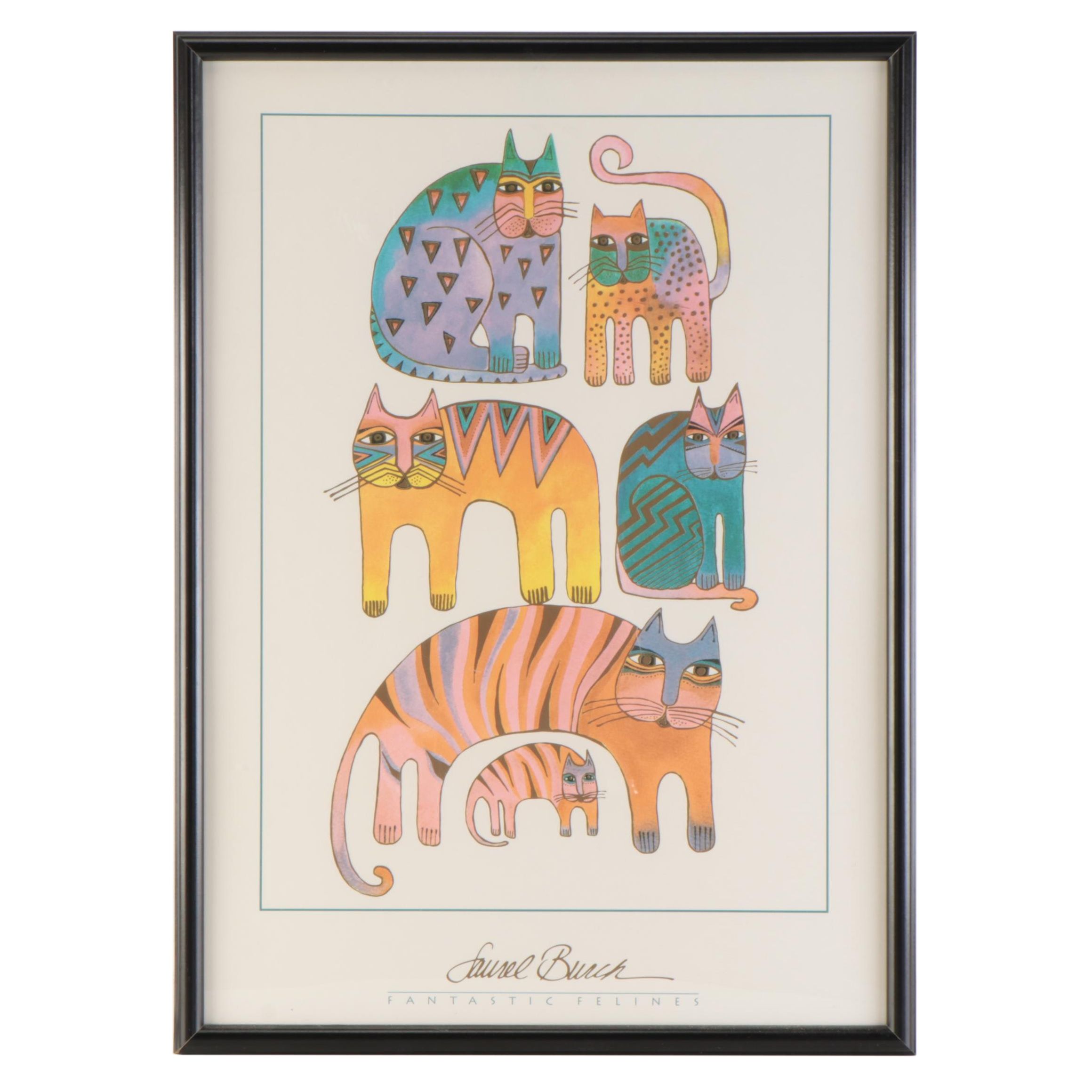 Laurel Burch Studios Offset Lithograph "Fantastic Felines"