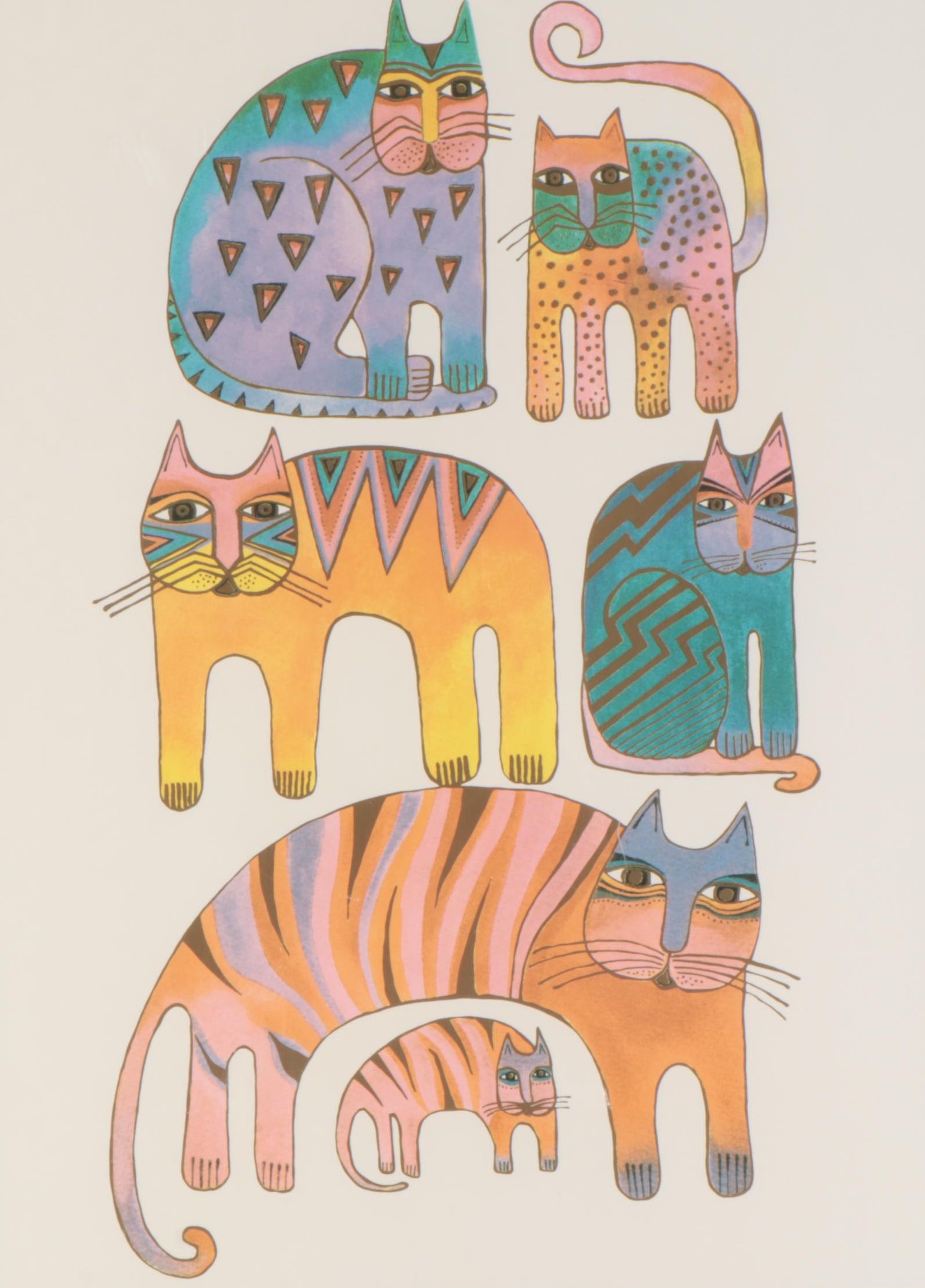 Laurel Burch Studios Offset Lithograph "Fantastic Felines"