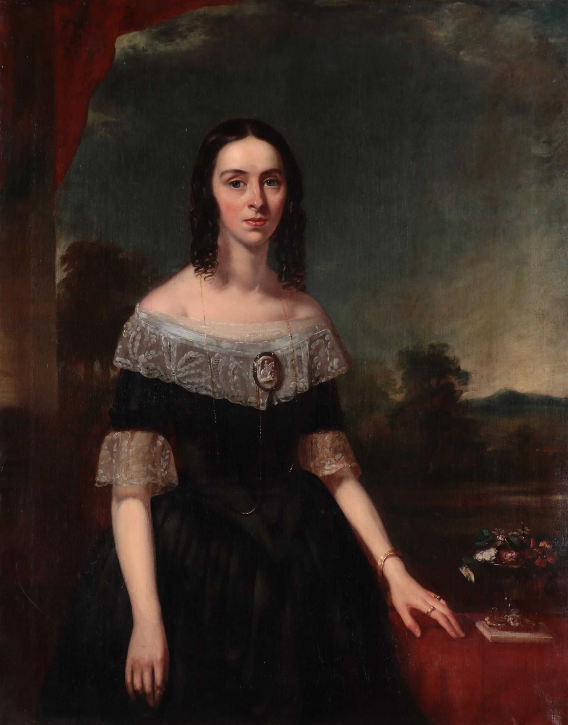 American School Large-Scale Portrait Oil Painting