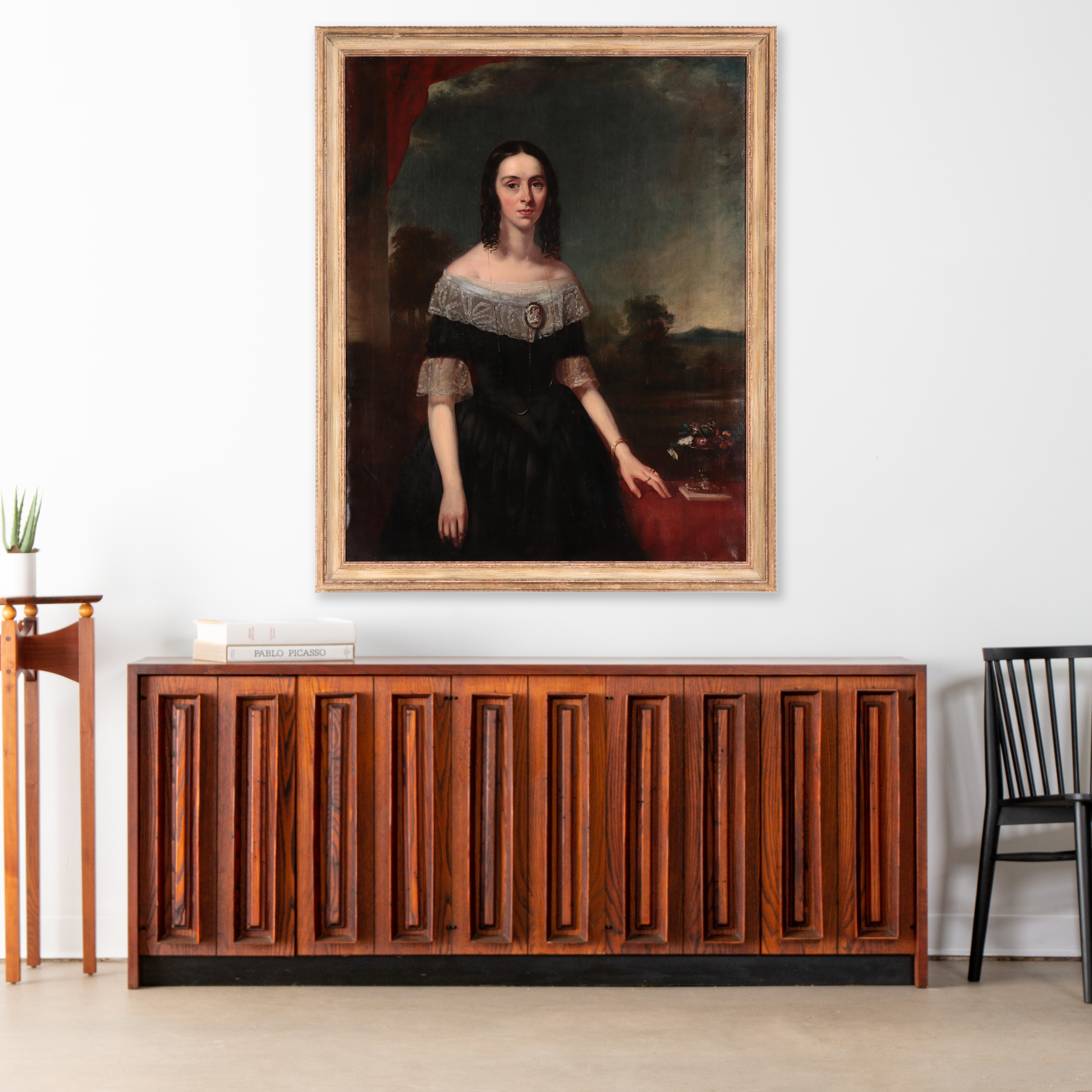 American School Large-Scale Portrait Oil Painting