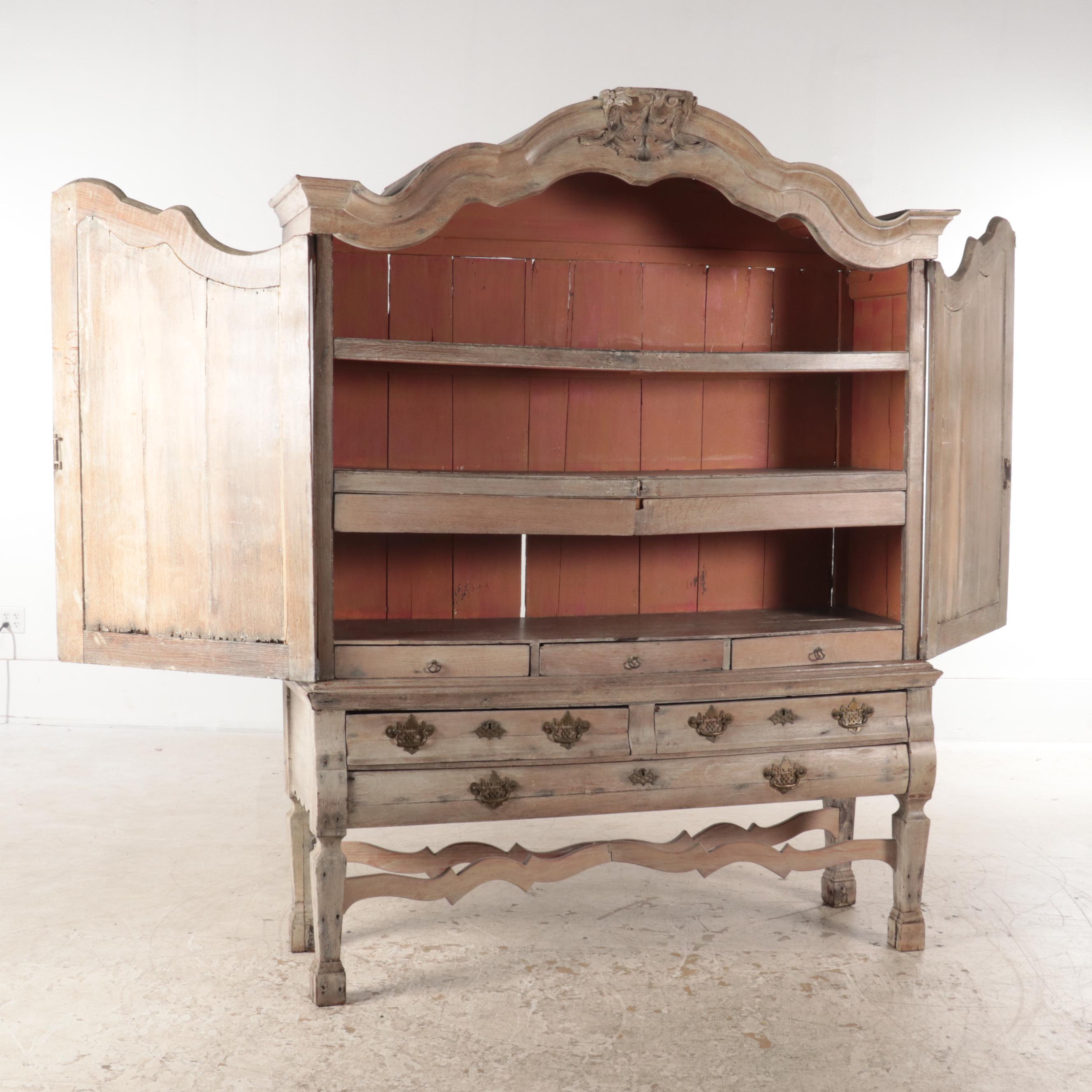 Provincial Louis XIV Oak Cabinet-on-Stand, 17th Century