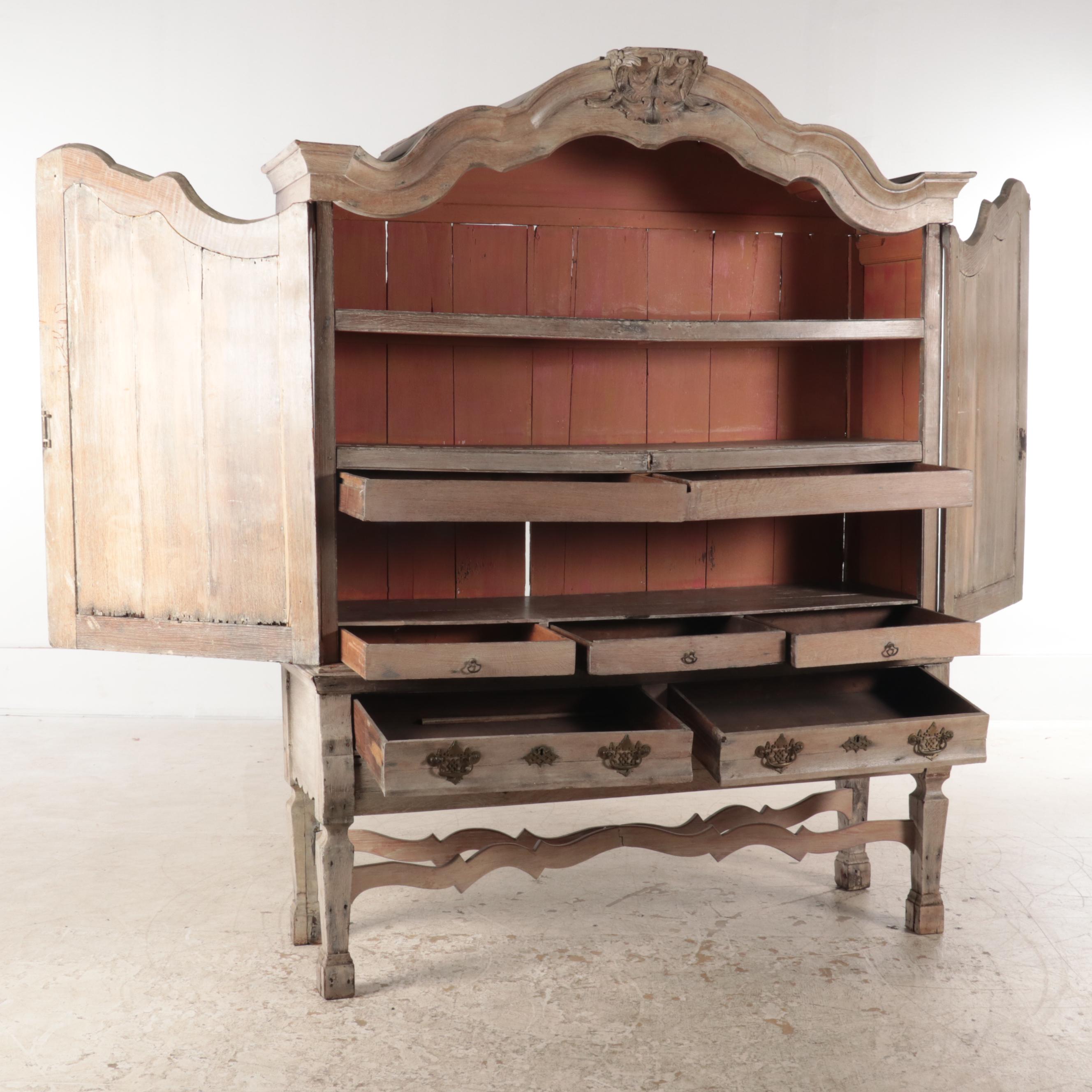 Provincial Louis XIV Oak Cabinet-on-Stand, 17th Century