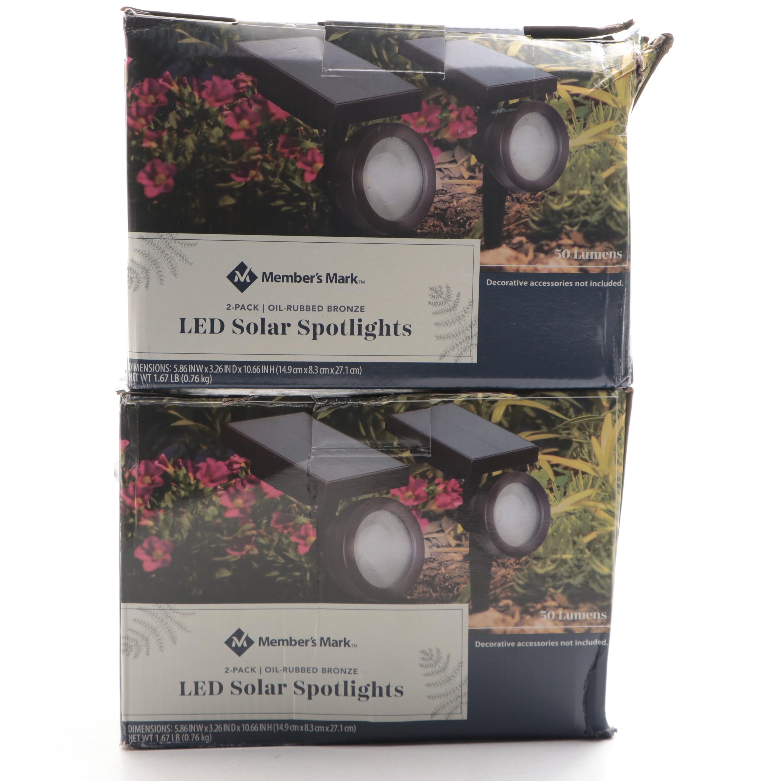 4 Member's Mark Oil Rubbed Bronze Metal LED Solar Spotlights