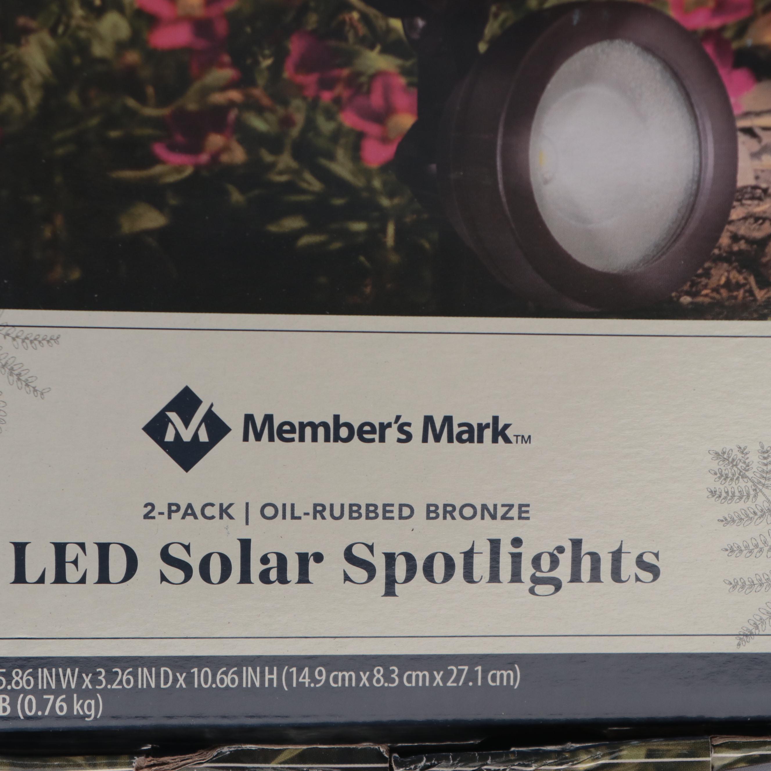 4 Member's Mark Oil Rubbed Bronze Metal LED Solar Spotlights