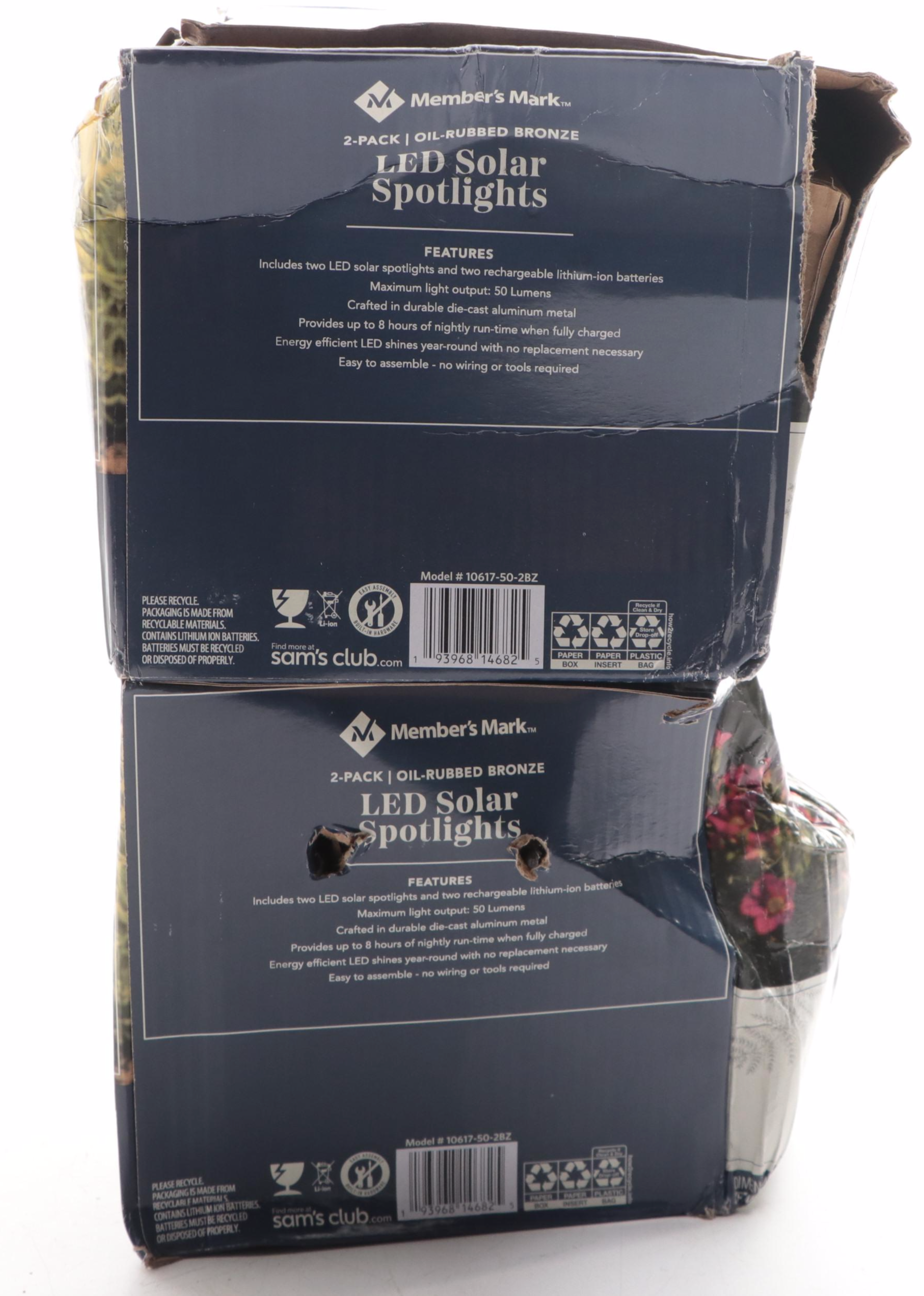 4 Member's Mark Oil Rubbed Bronze Metal LED Solar Spotlights