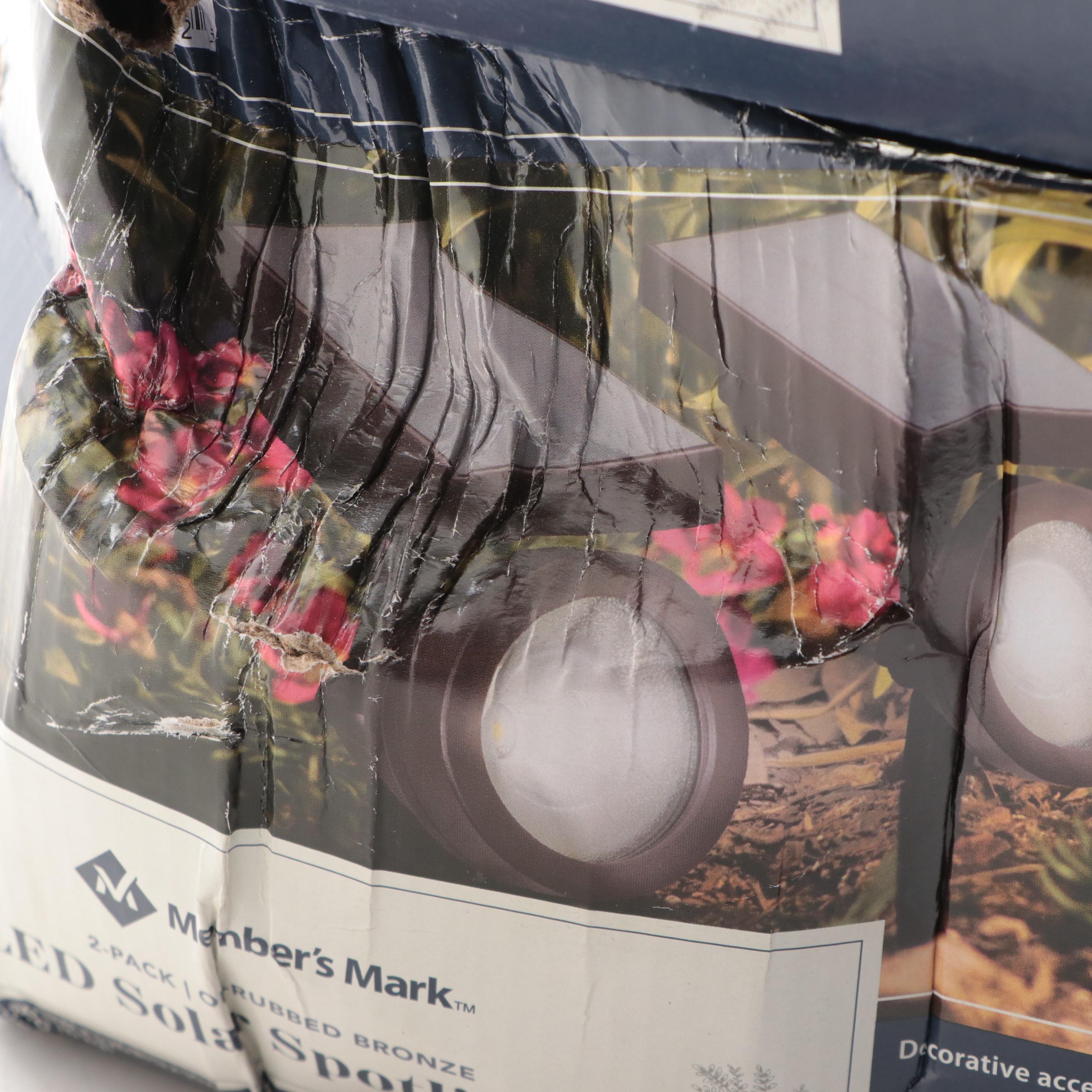 4 Member's Mark Oil Rubbed Bronze Metal LED Solar Spotlights