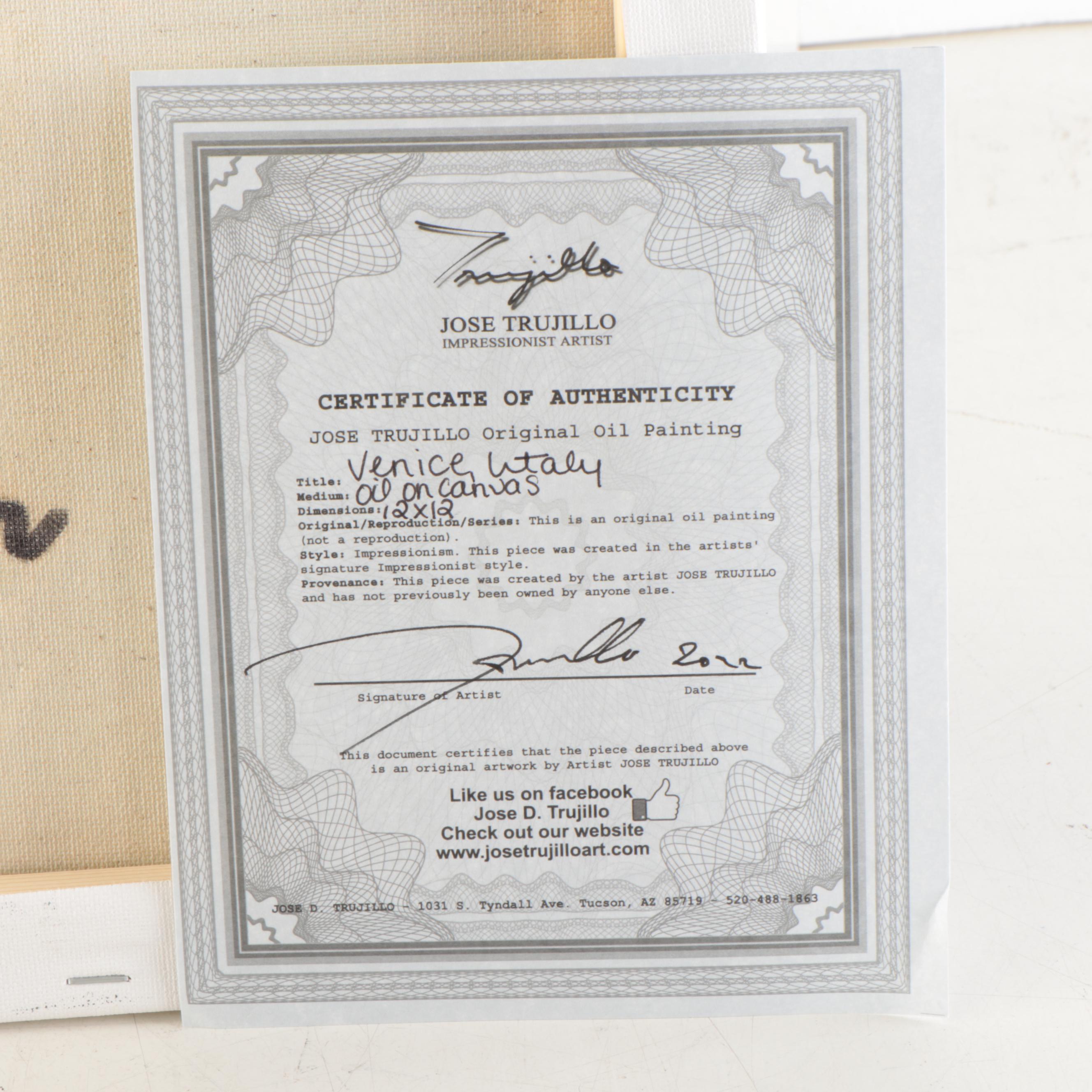 Jose Trujillo Oil Painting "Venice, Italy," 2022