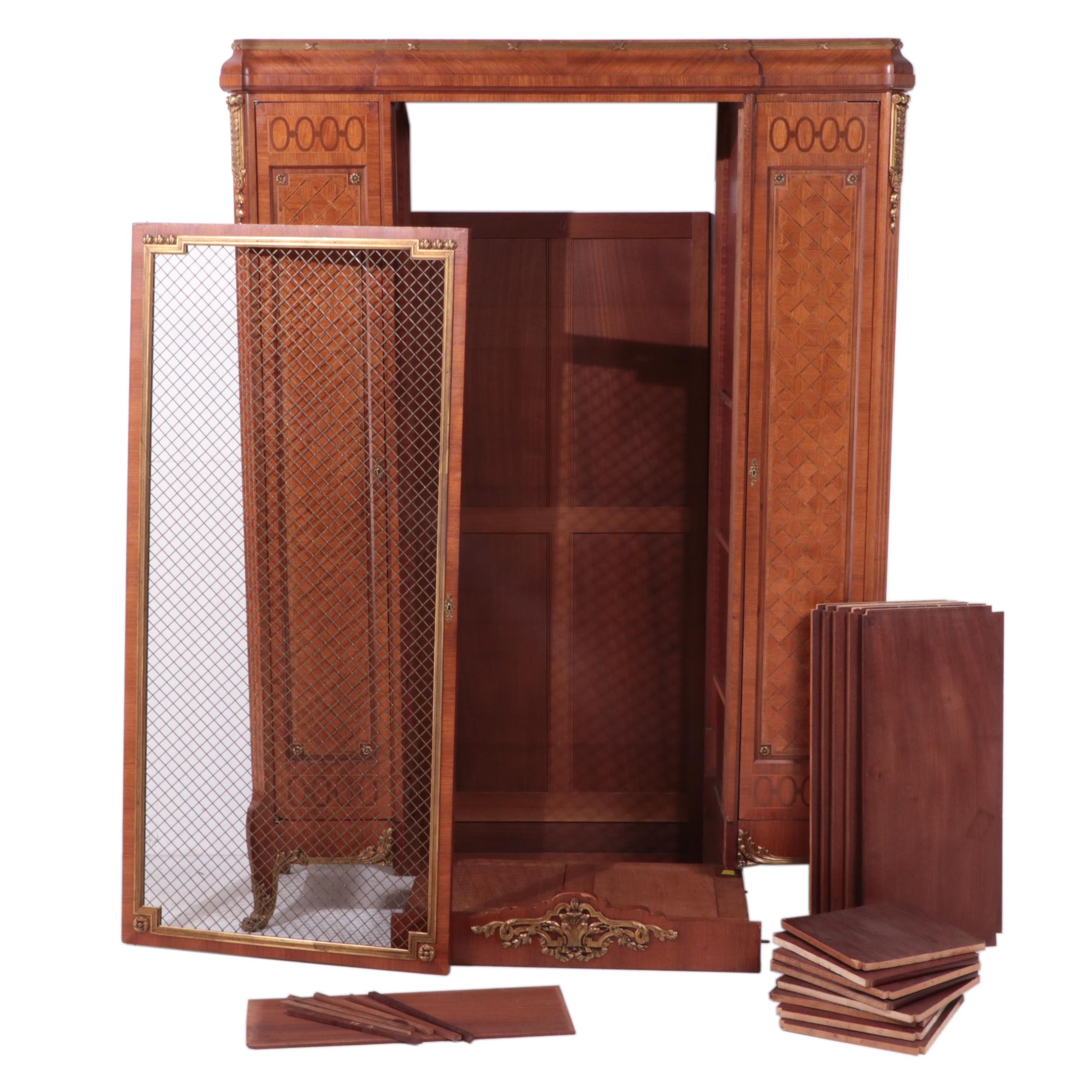 Large Louis XV Style Gilt Metal-Mounted Kingwood and Parquetry Bibliothèque