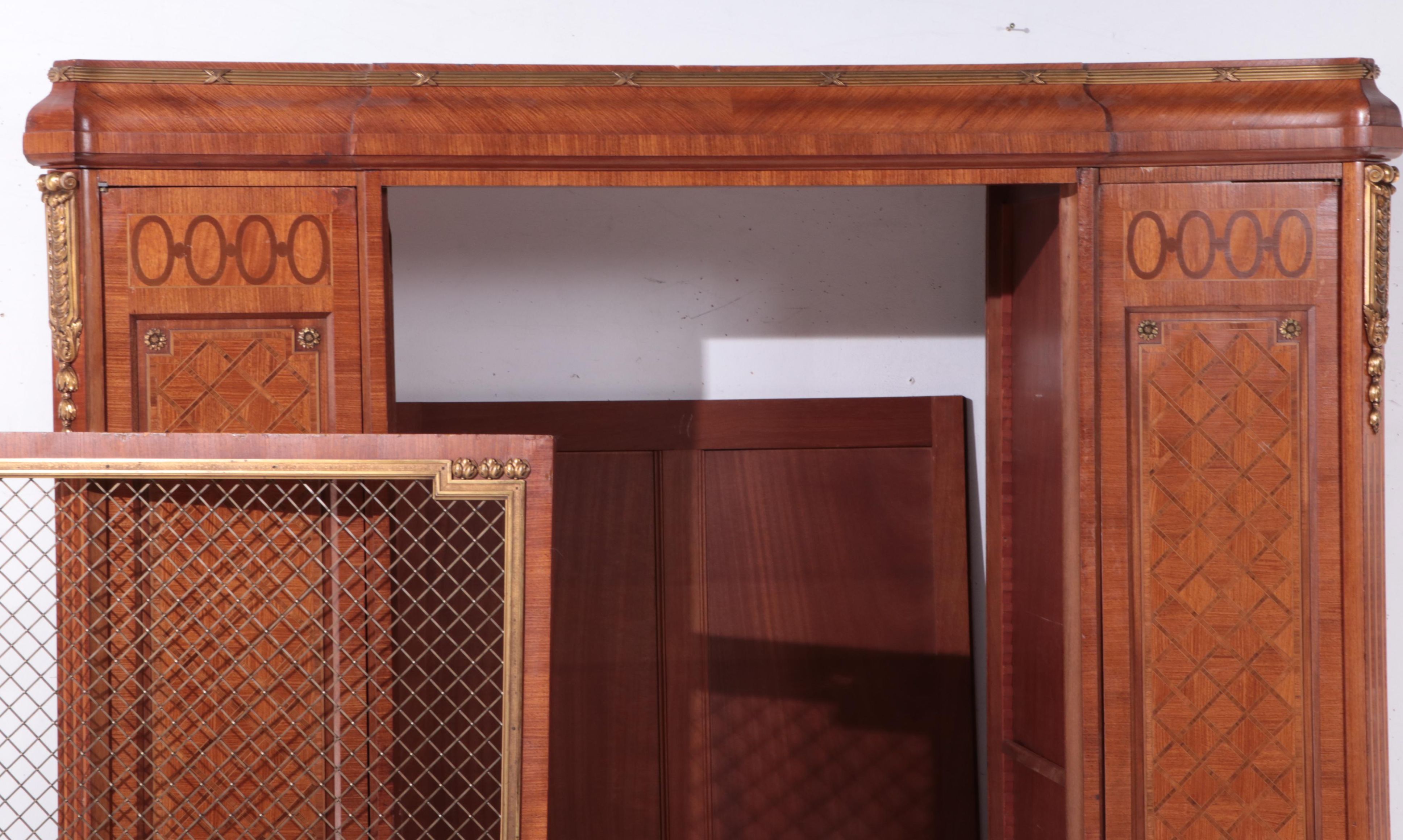 Large Louis XV Style Gilt Metal-Mounted Kingwood and Parquetry Bibliothèque