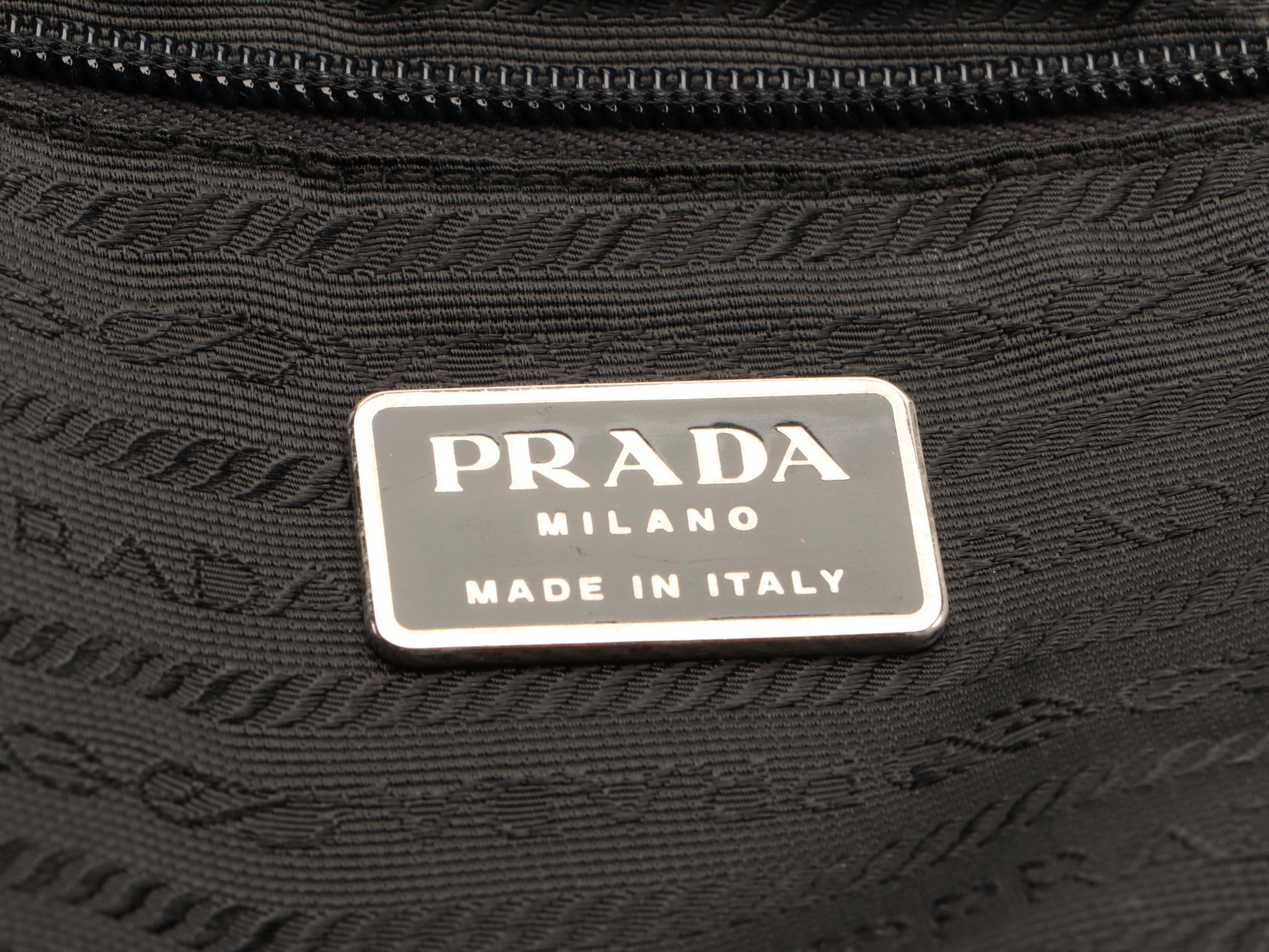 Prada Black Tessuto Nylon and Leather Shoulder Bag