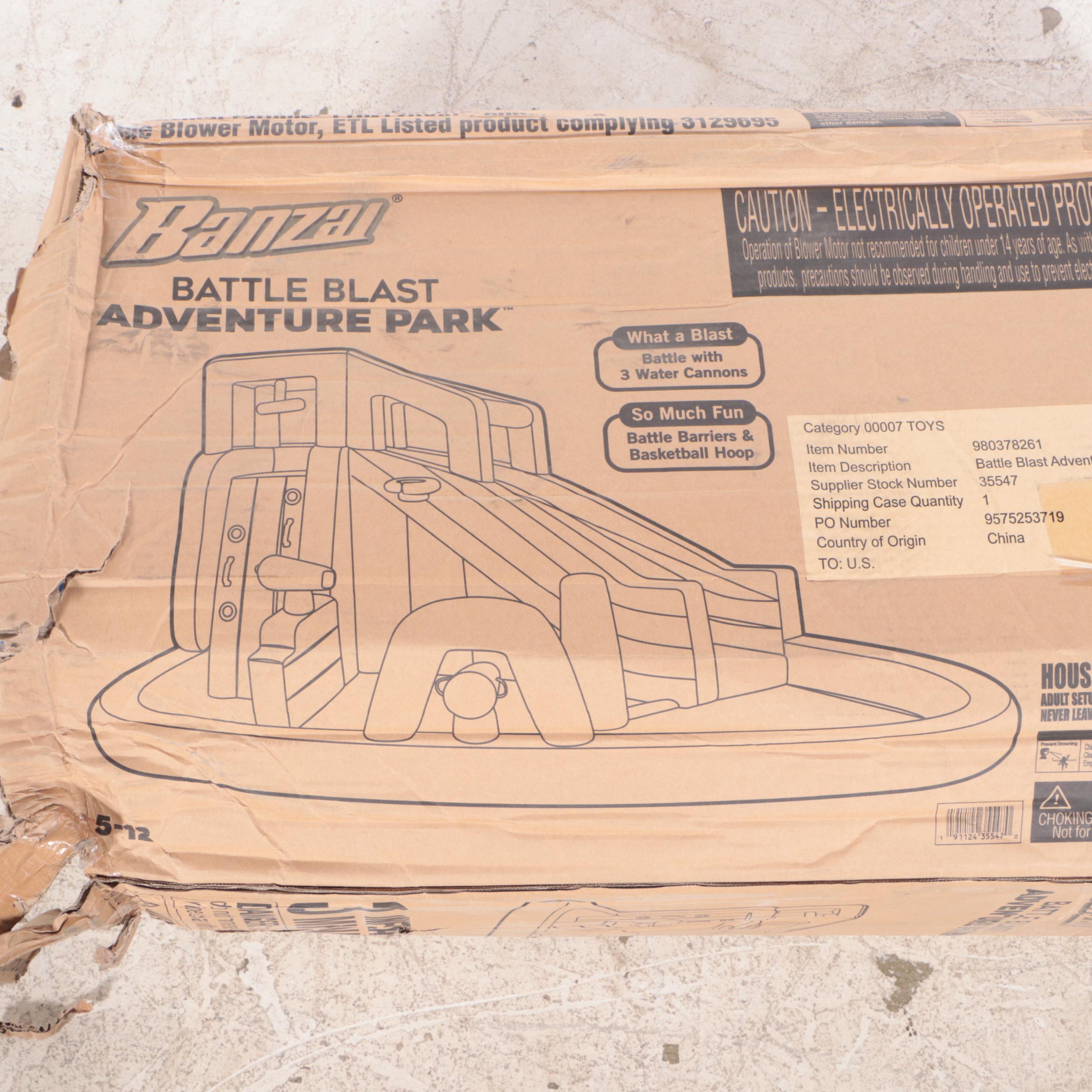 Banzai Battle Blast Adventure Park Inflatable Water Slide with Motor