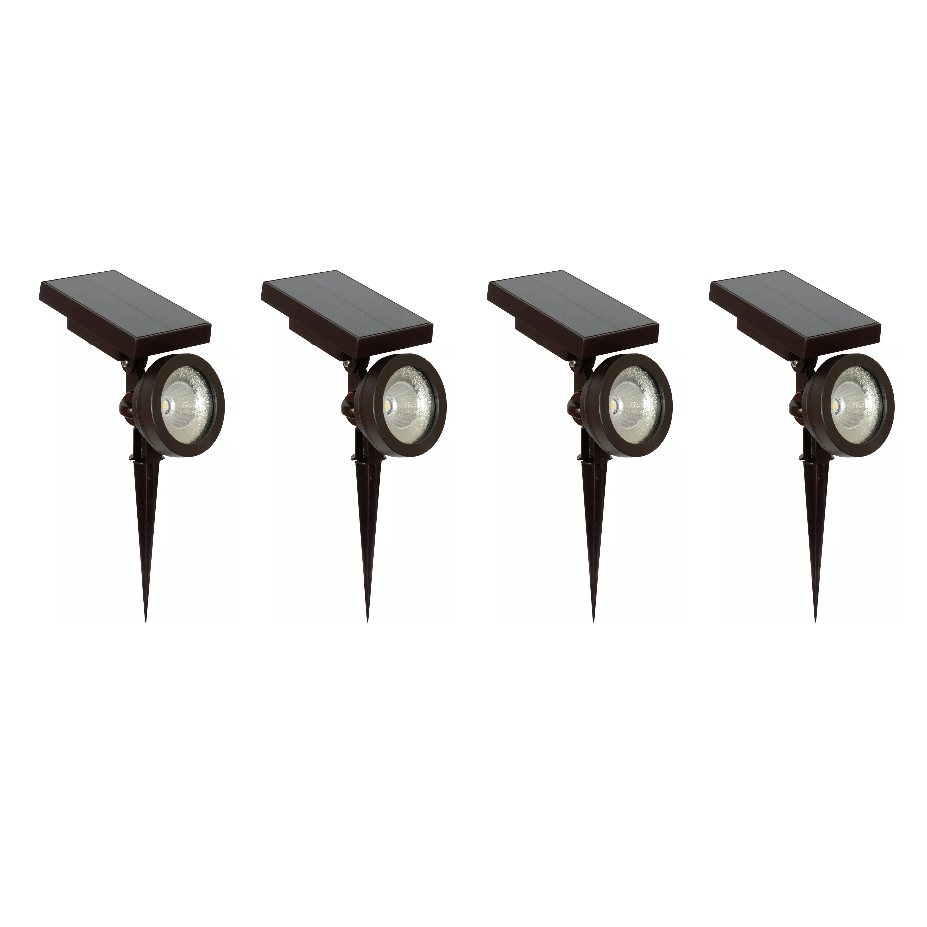 4 Member's Mark Oil Rubbed Bronze Metal LED Solar Spotlights