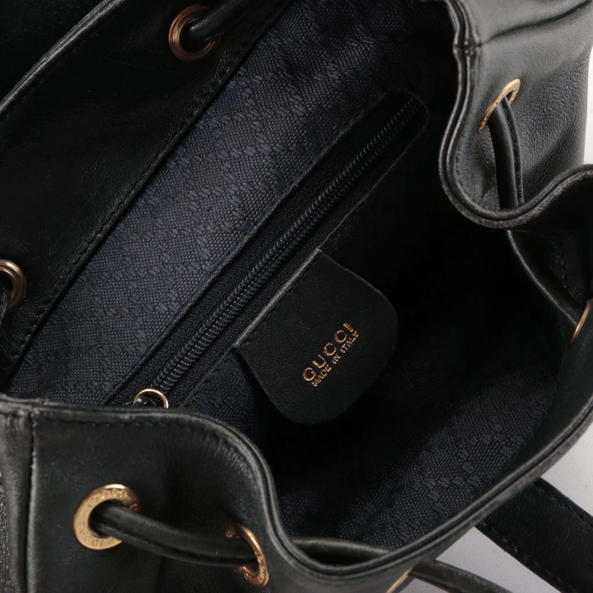 Gucci Bamboo Mini Backpack in Navy Blue Leather