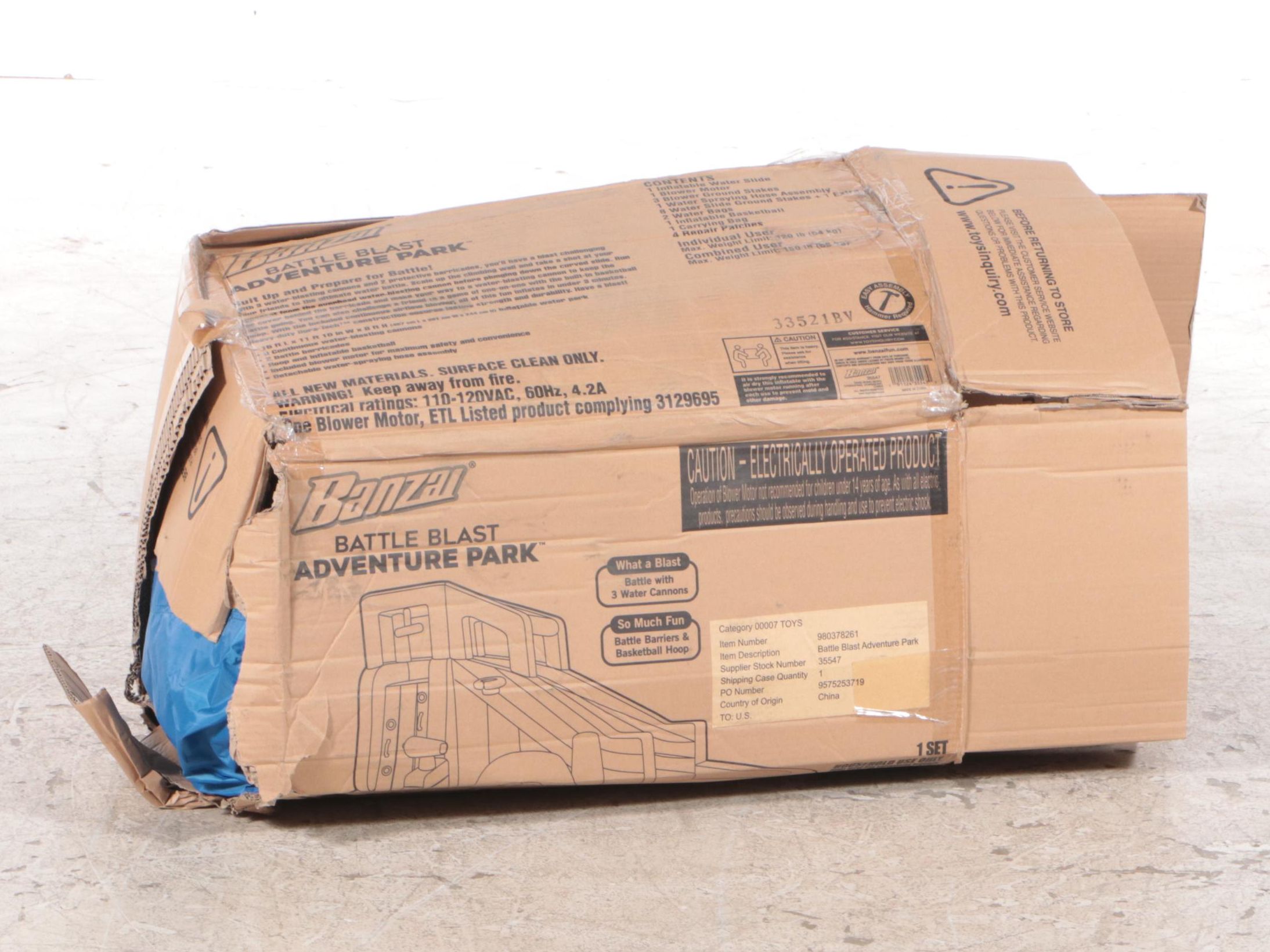 Banzai Battle Blast Adventure Park Inflatable Water Slide with Motor