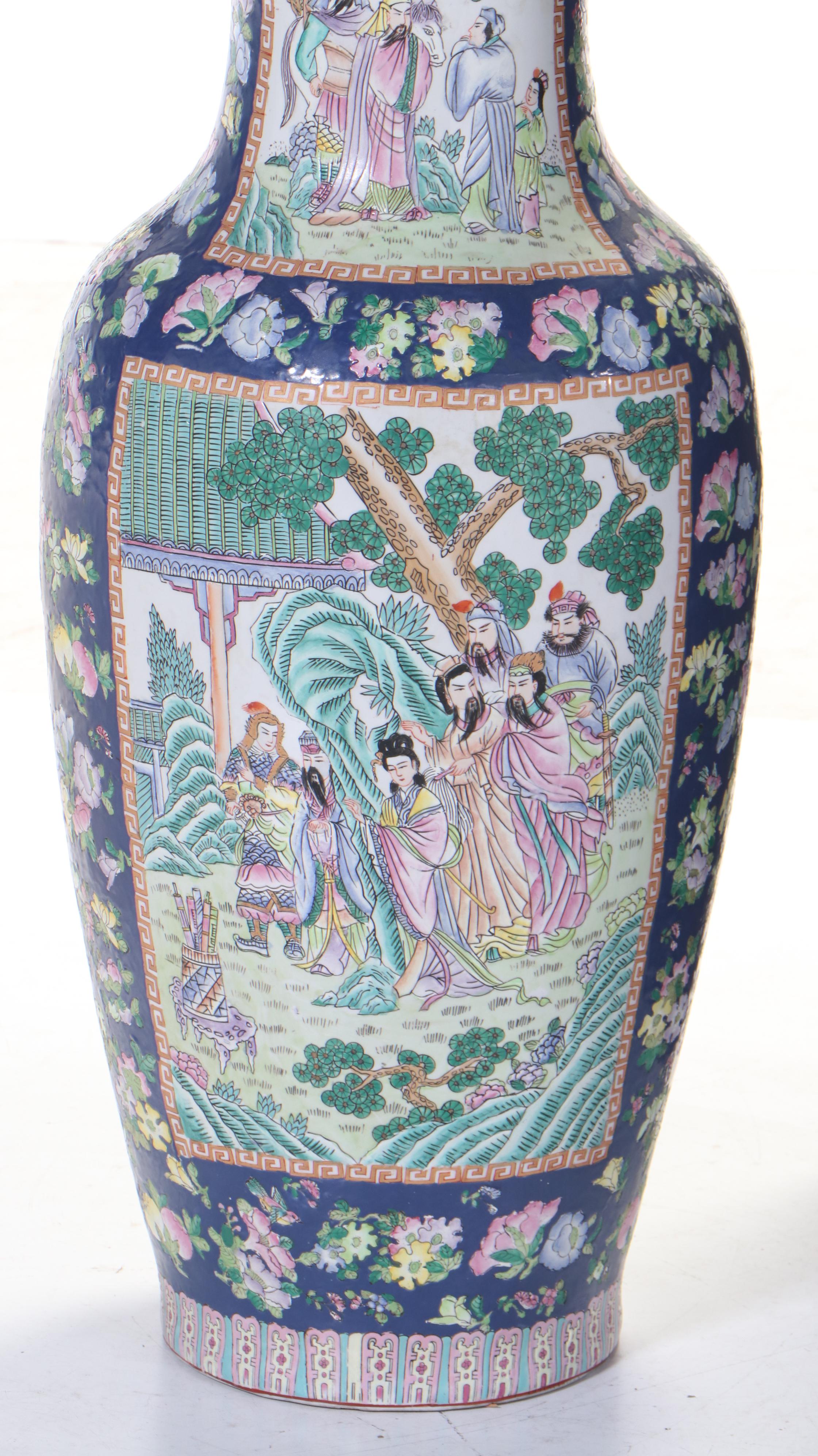 Large Chinese Floor Vase with Figural Scenes