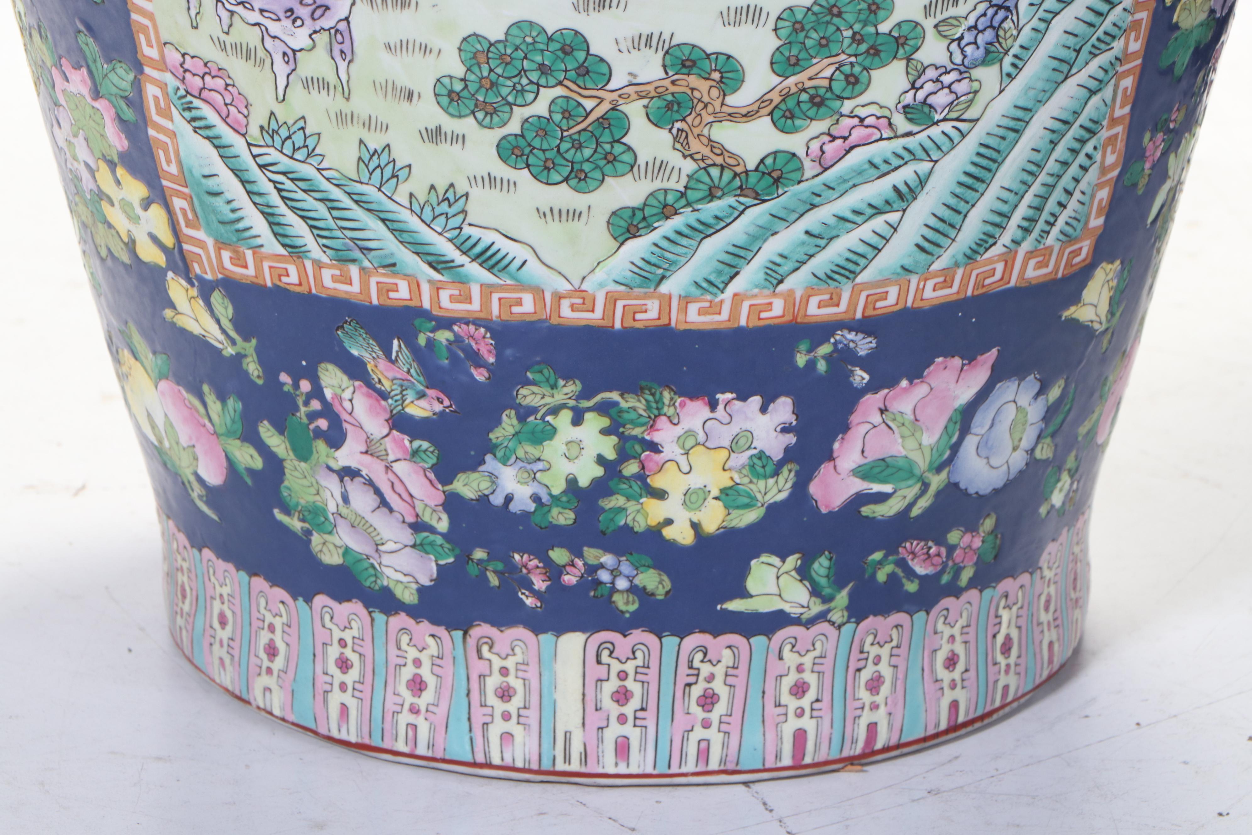 Large Chinese Floor Vase with Figural Scenes