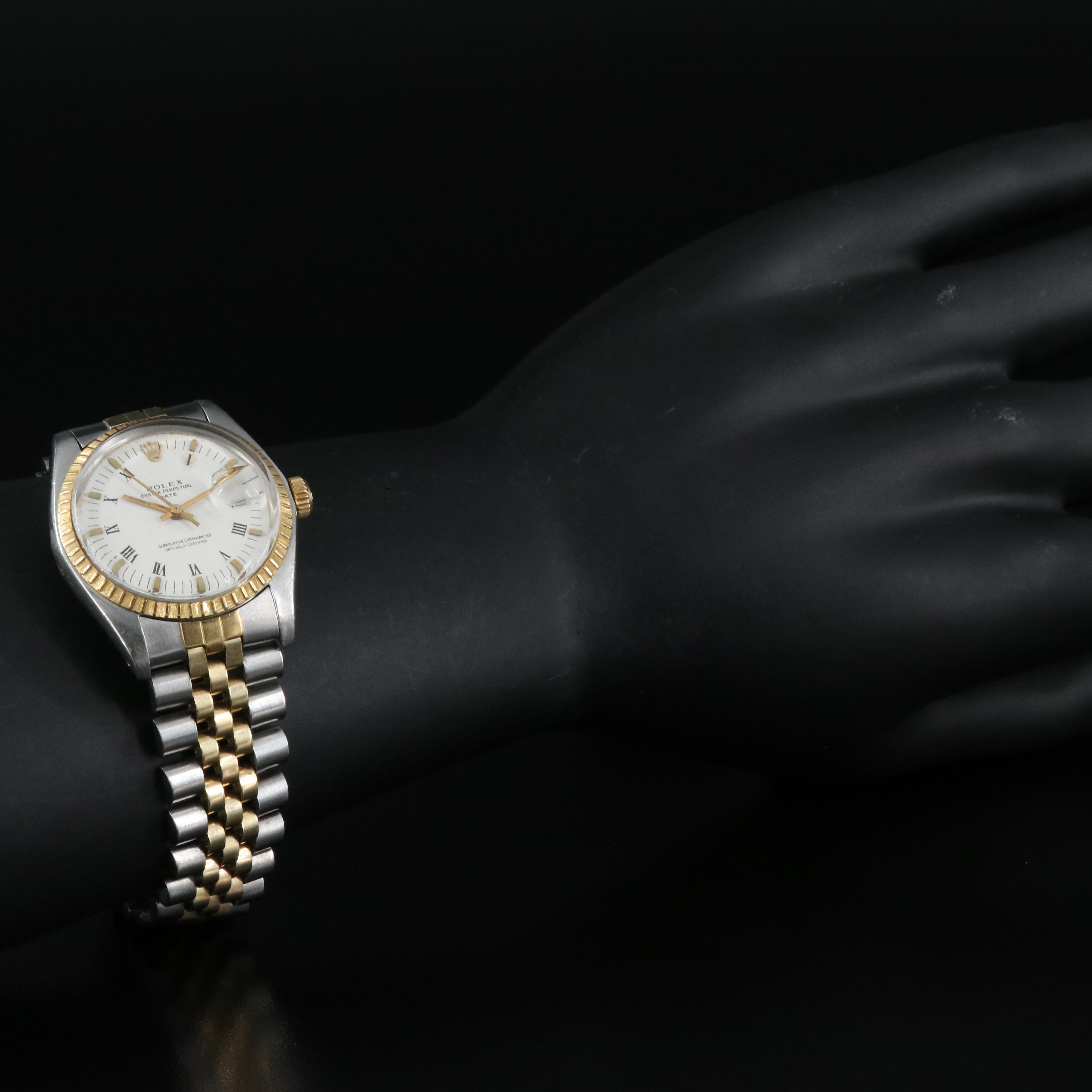 1979 Rolex Oyster Perpetual Date, Engine Turned Bezel Watch