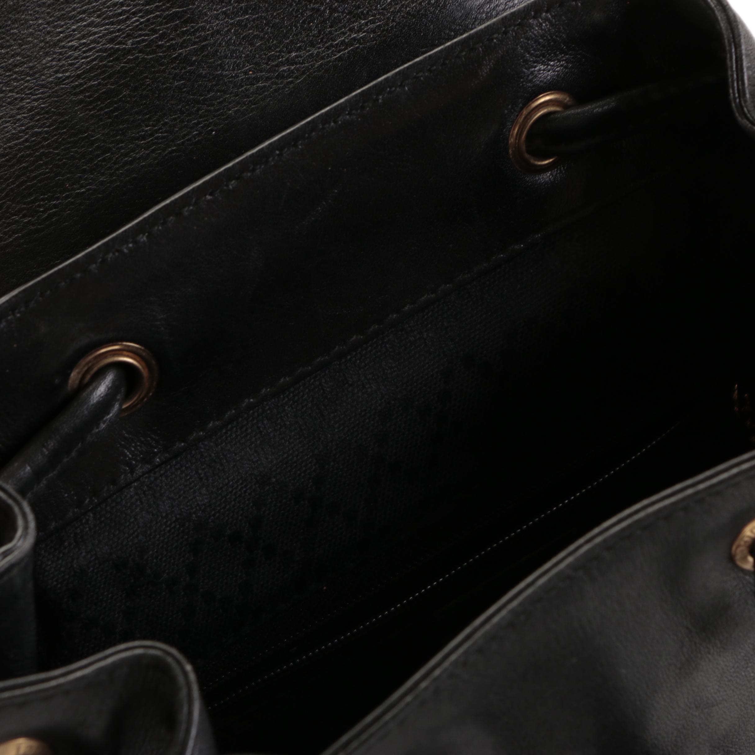 Gucci Mini Bamboo Rucksack Backpack and Wallet in Black Leather