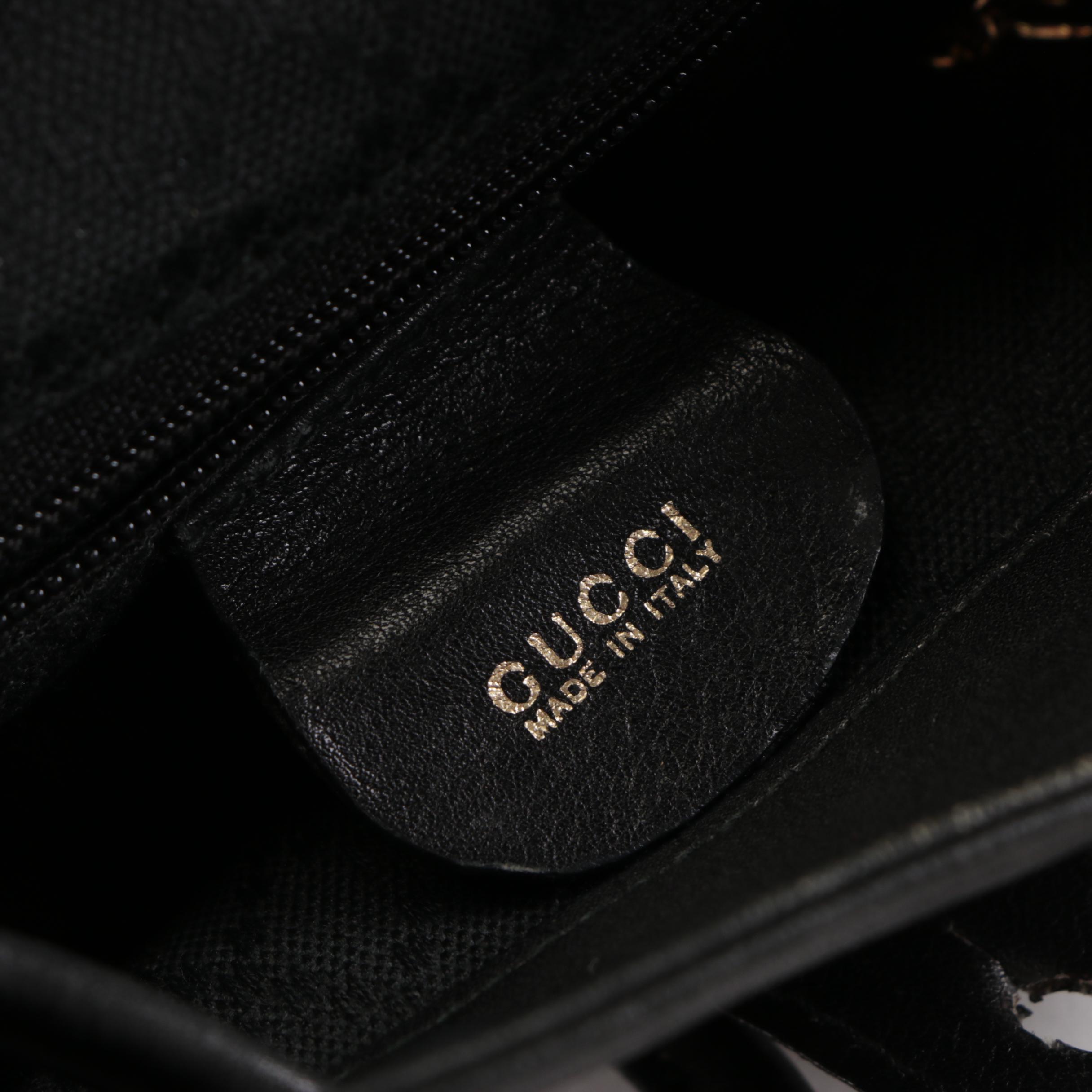 Gucci Mini Bamboo Rucksack Backpack and Wallet in Black Leather