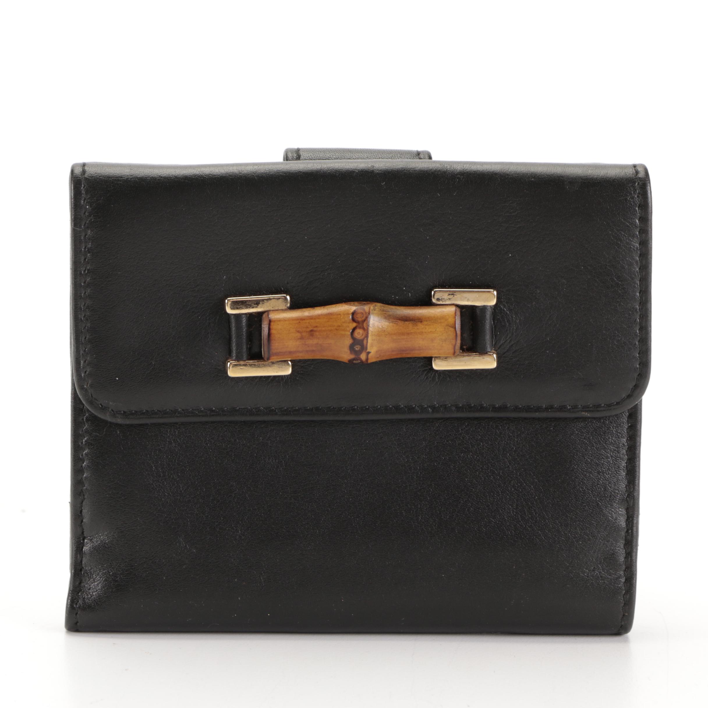 Gucci Mini Bamboo Rucksack Backpack and Wallet in Black Leather