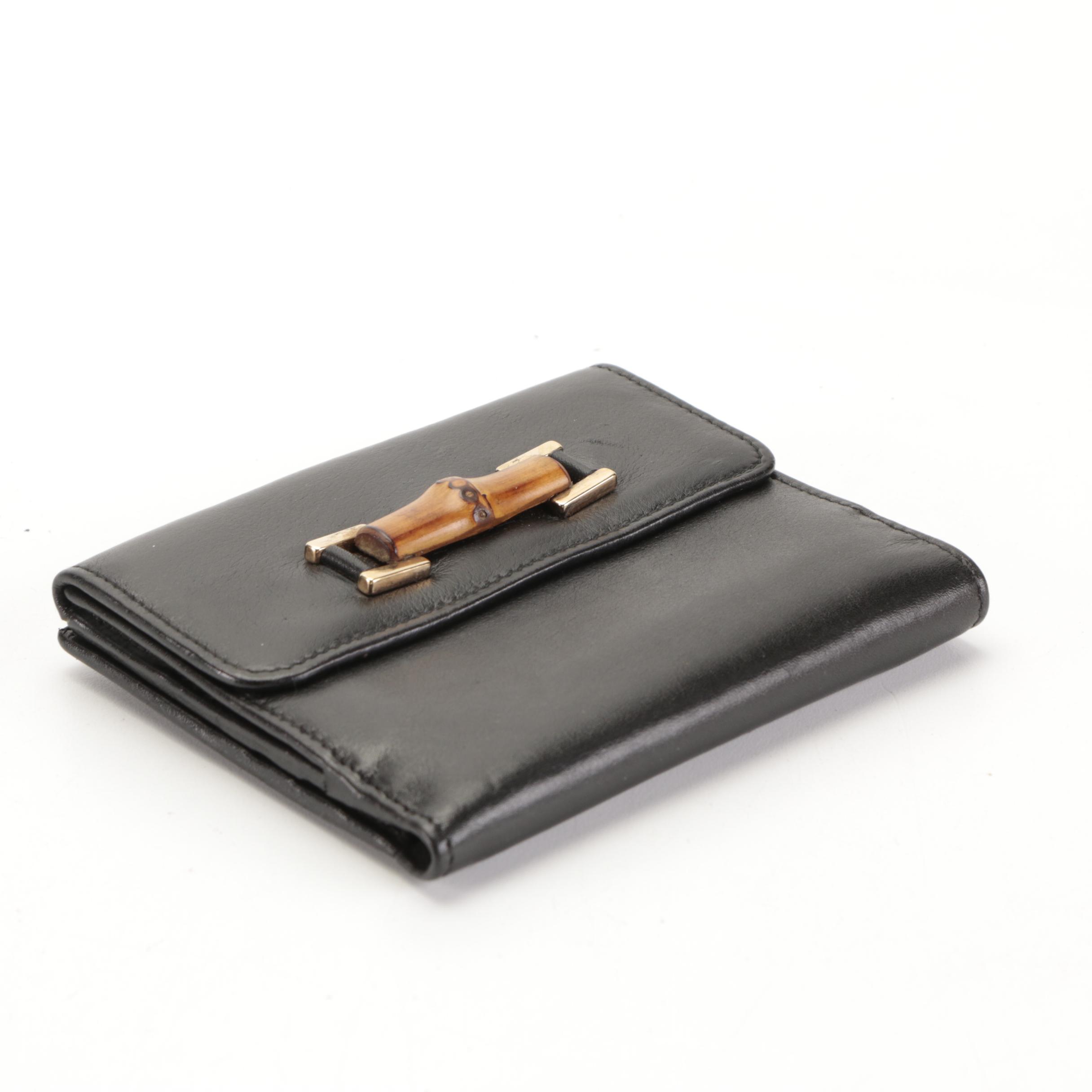 Gucci Mini Bamboo Rucksack Backpack and Wallet in Black Leather