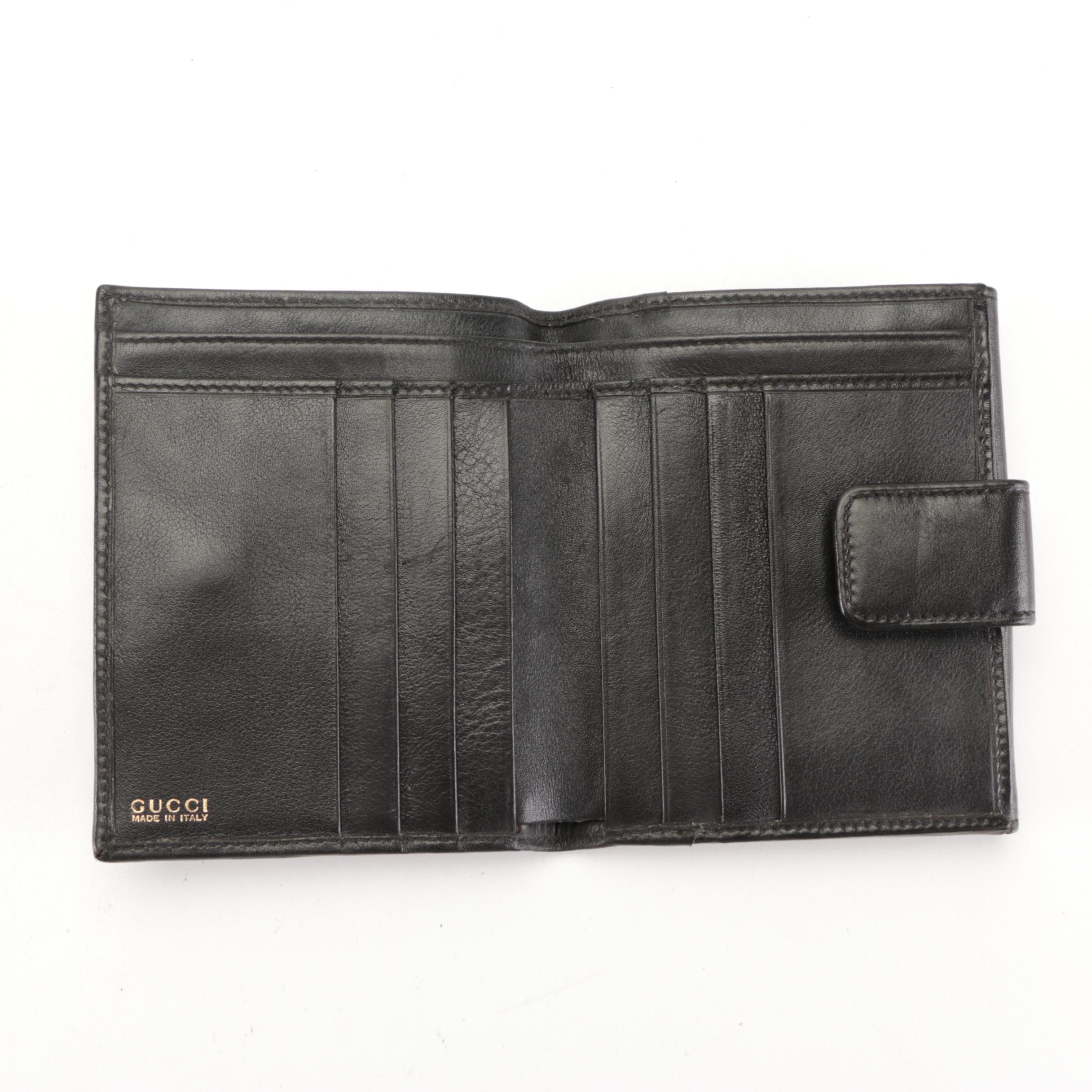 Gucci Mini Bamboo Rucksack Backpack and Wallet in Black Leather