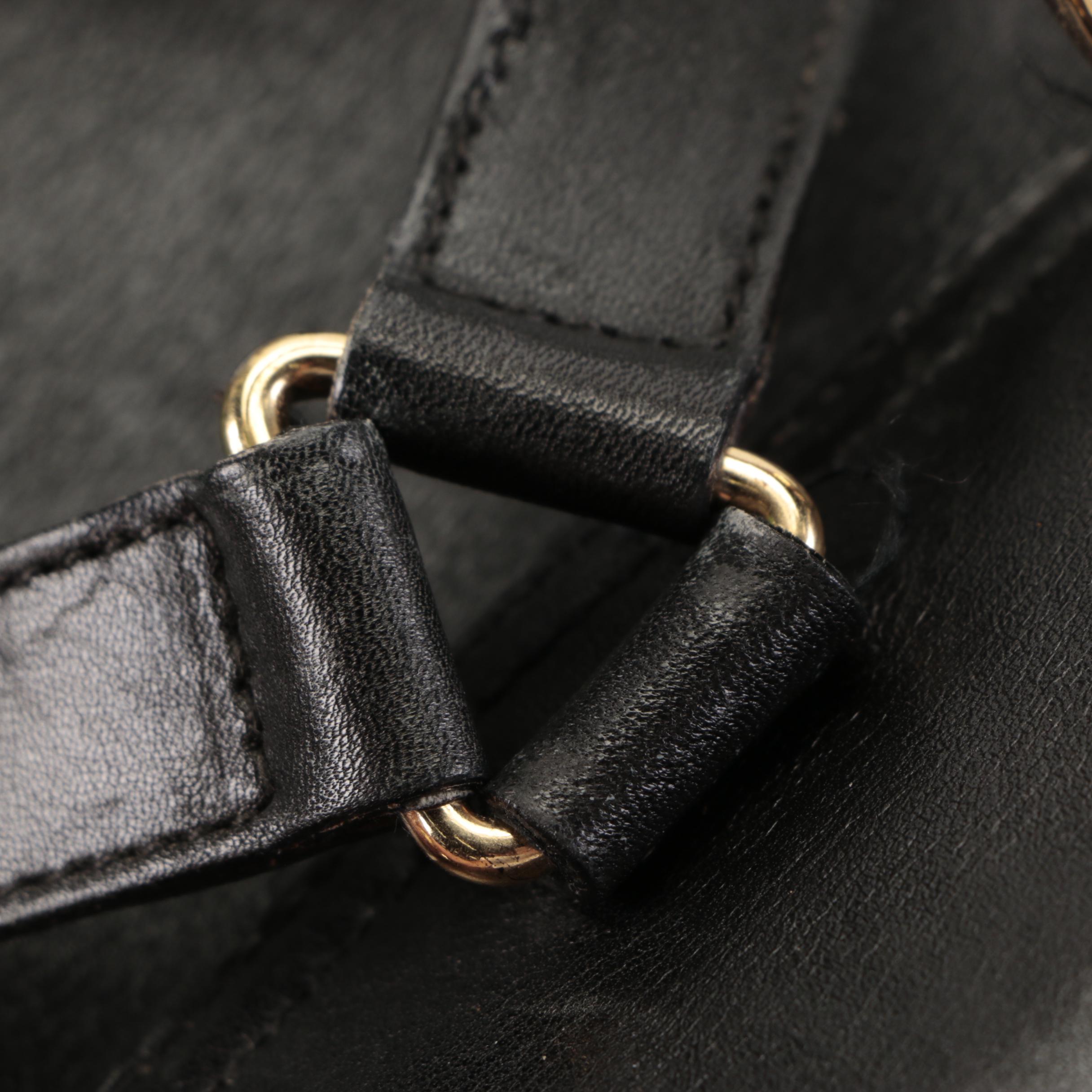 Gucci Mini Bamboo Rucksack Backpack and Wallet in Black Leather