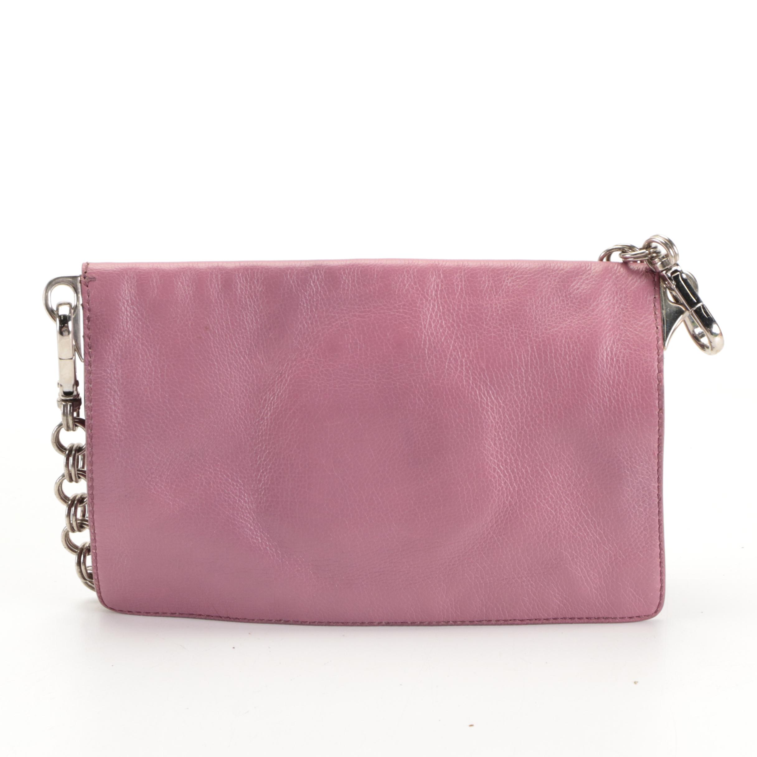 Prada Mauve Leather Front-Flap Chain-Link Shoulder Bag