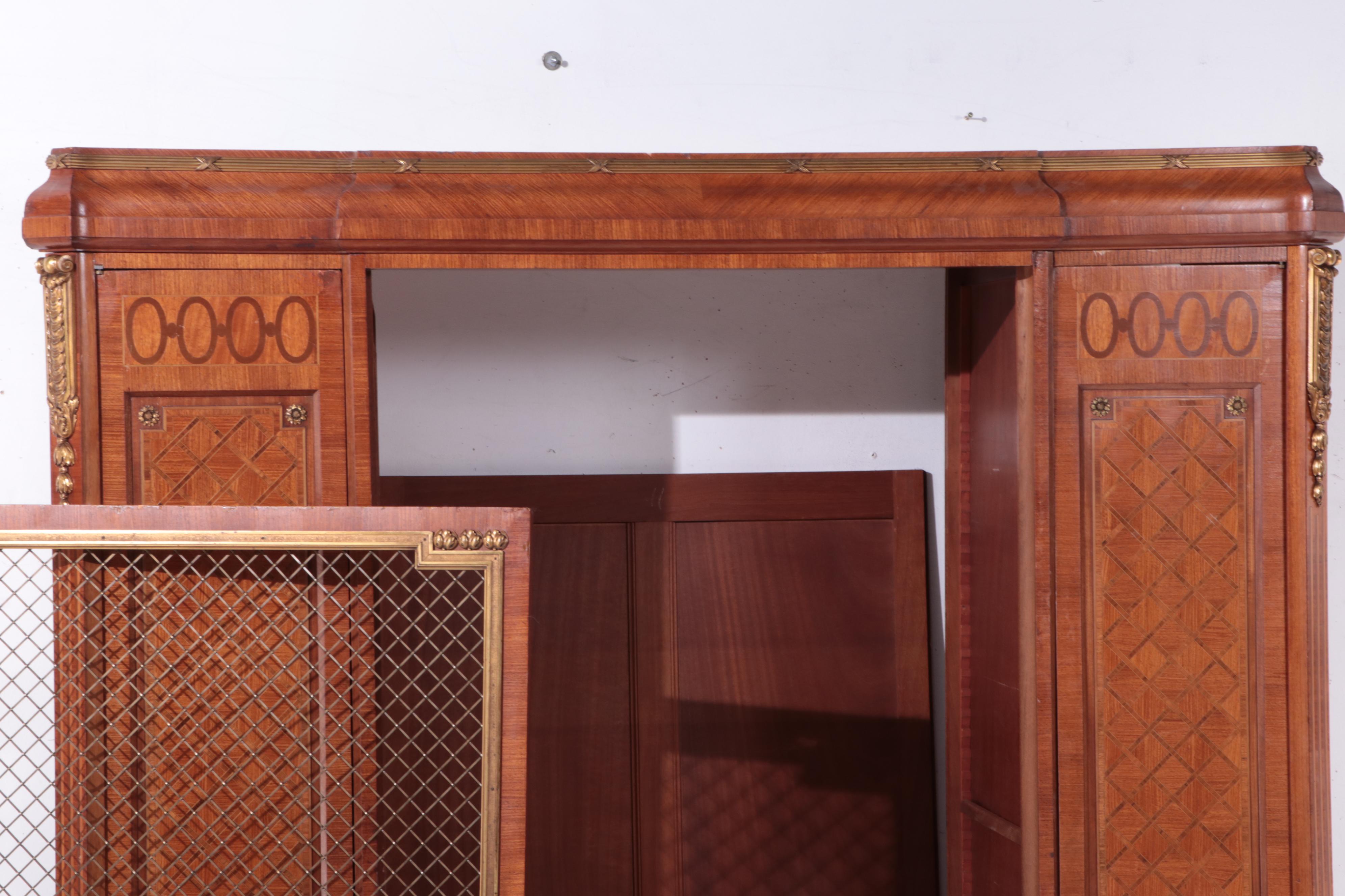 Large Louis XV Style Gilt Metal-Mounted Kingwood and Parquetry Bibliothèque