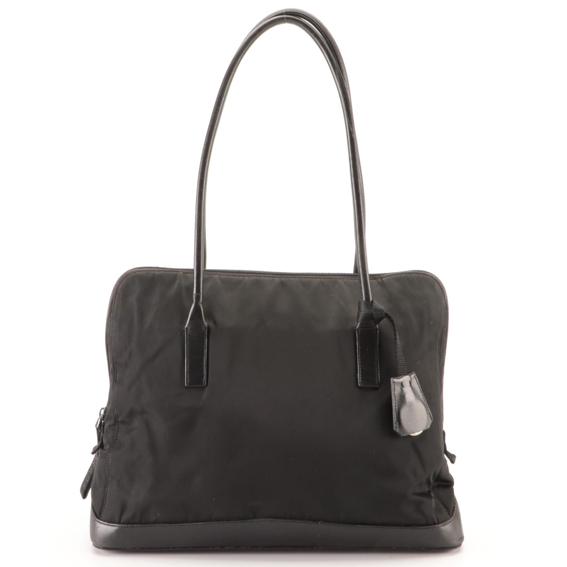 Prada Black Tessuto Nylon and Leather Shoulder Bag