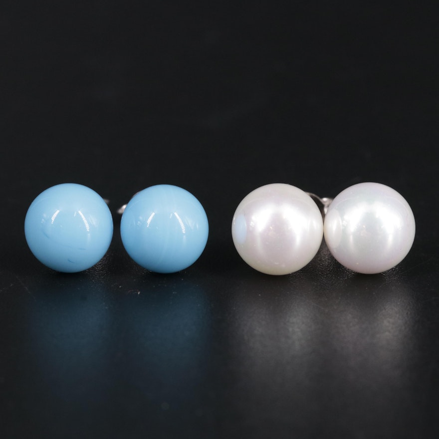 Sterling Silver Stud Earrings Including Pearl