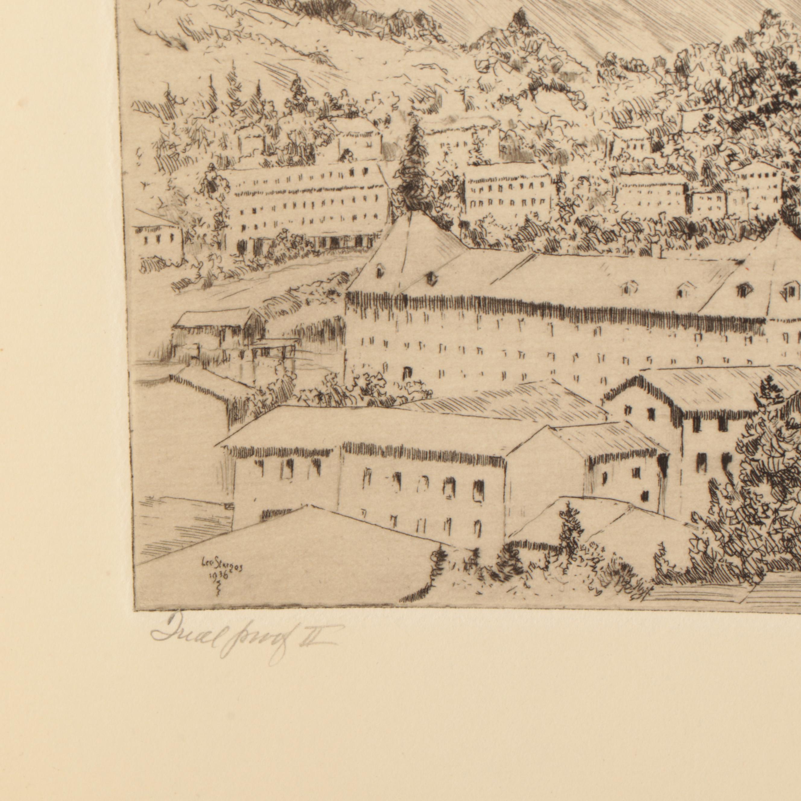 Lee Sturges Etchings Including "A Swiss Village"